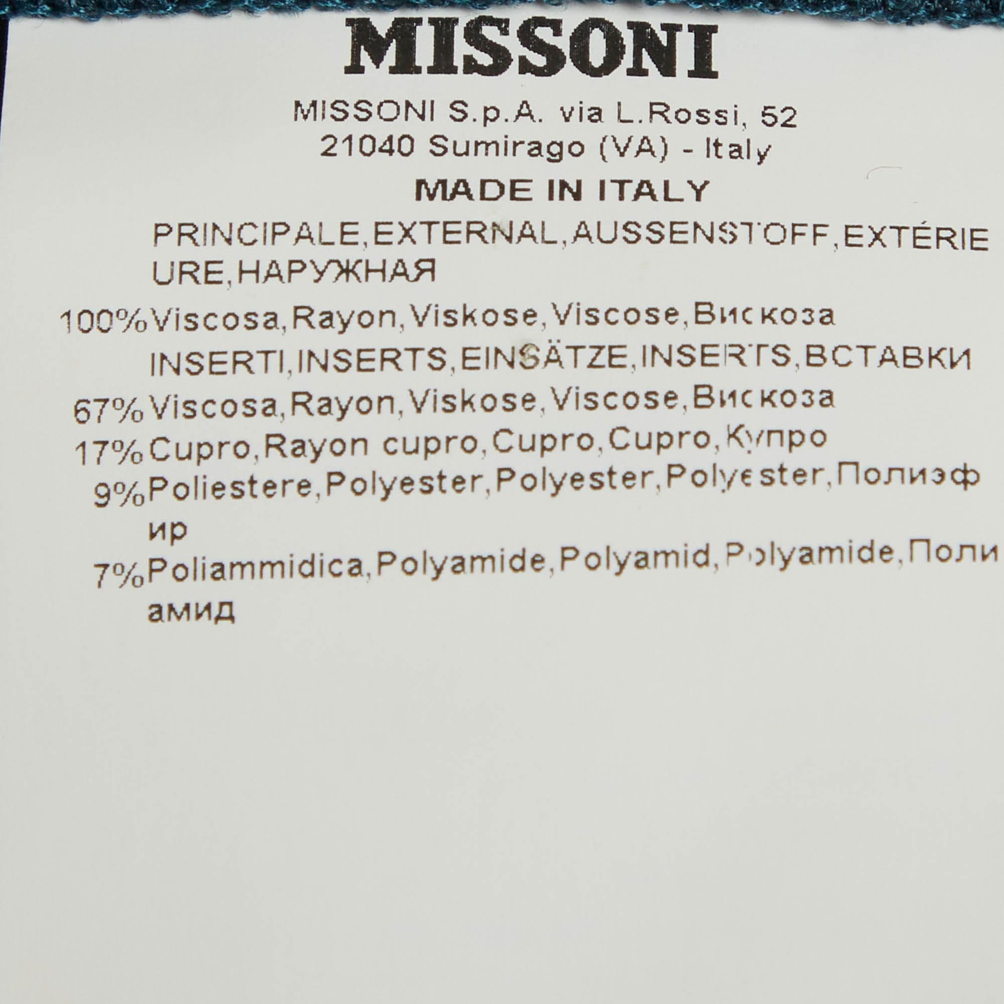 Missoni Teal Blue Jersey Top