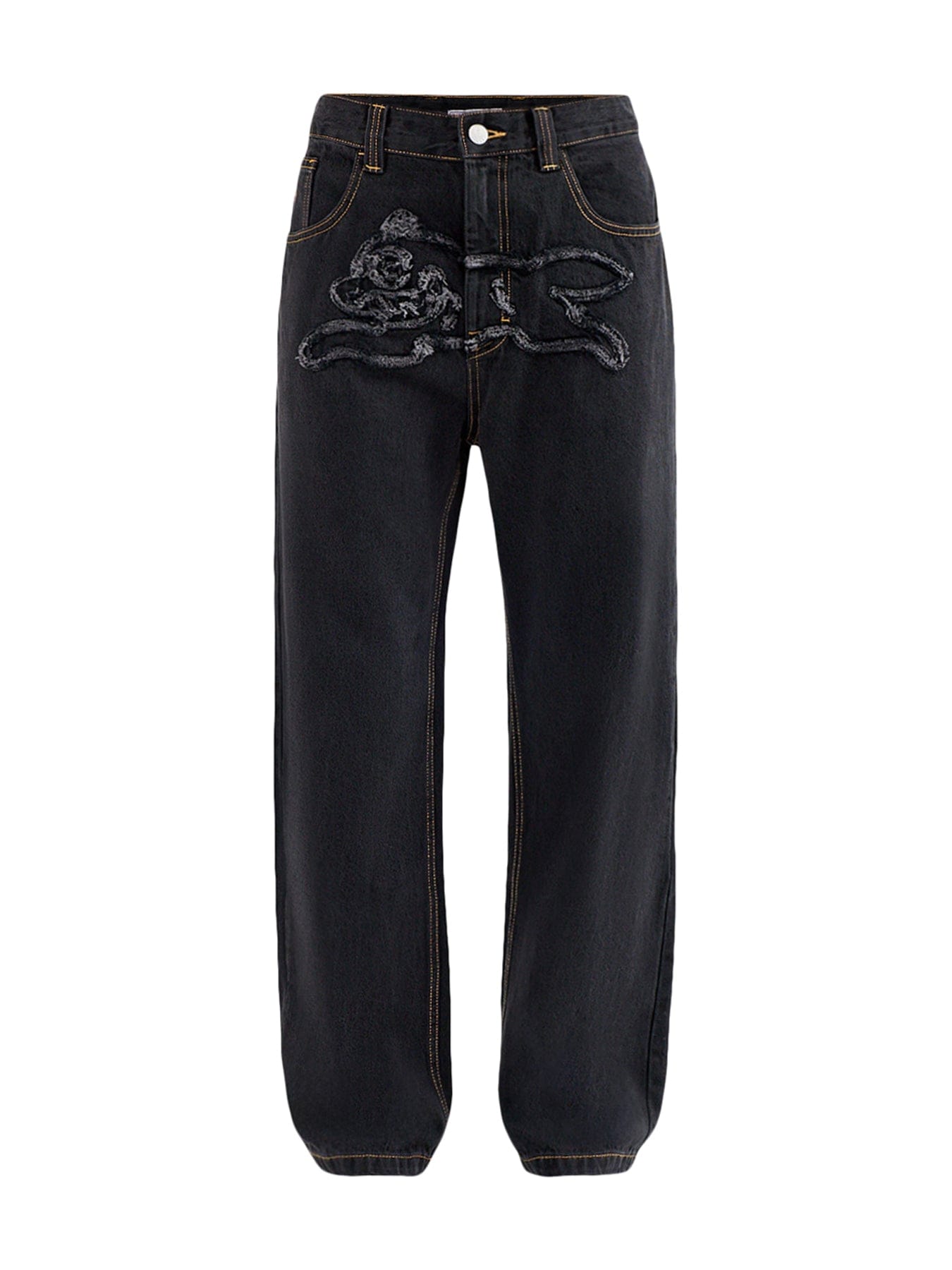 Icecream Appliqué Running Dog Double Scoop Denim Jeans Black