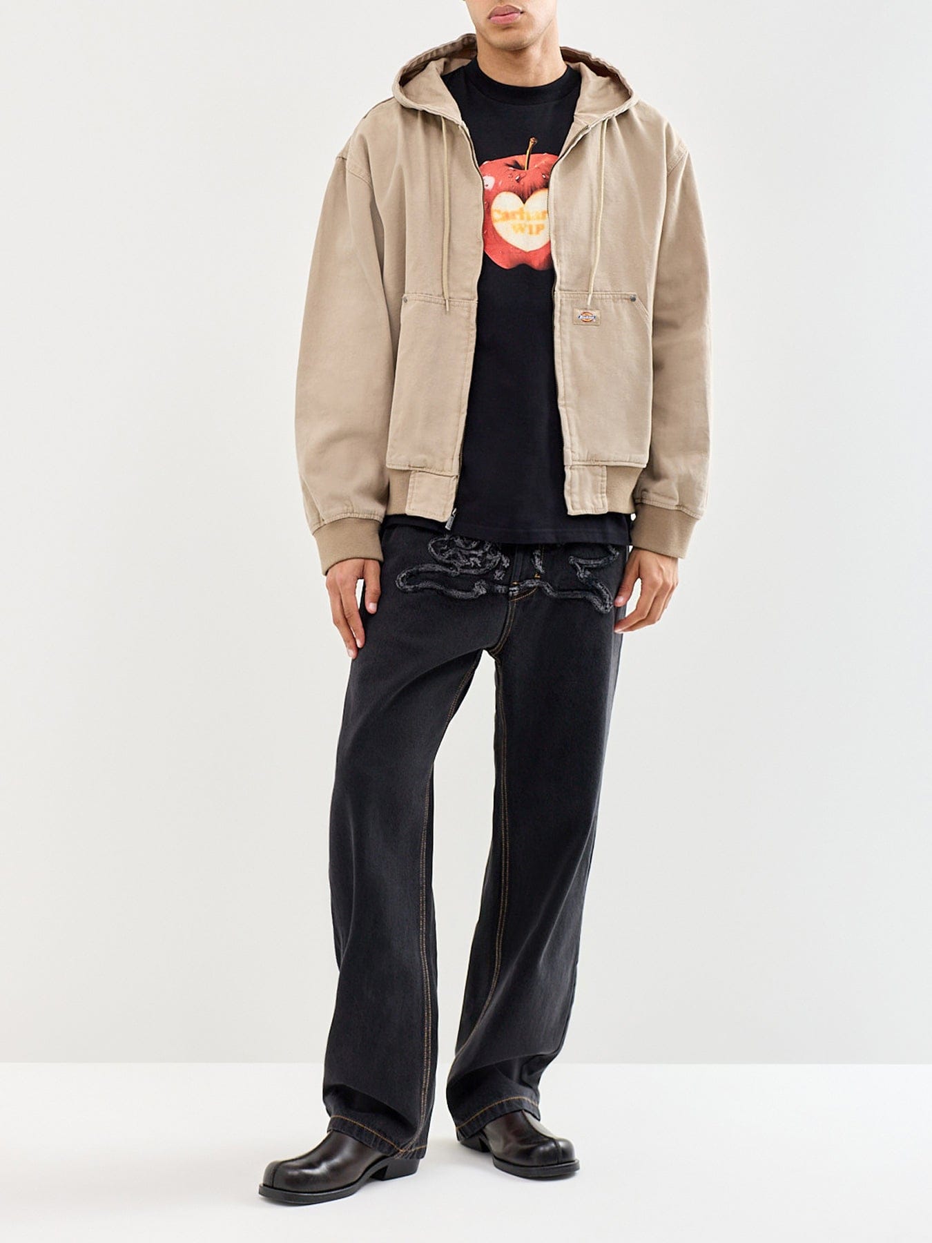 Icecream Appliqué Running Dog Double Scoop Denim Jeans Black