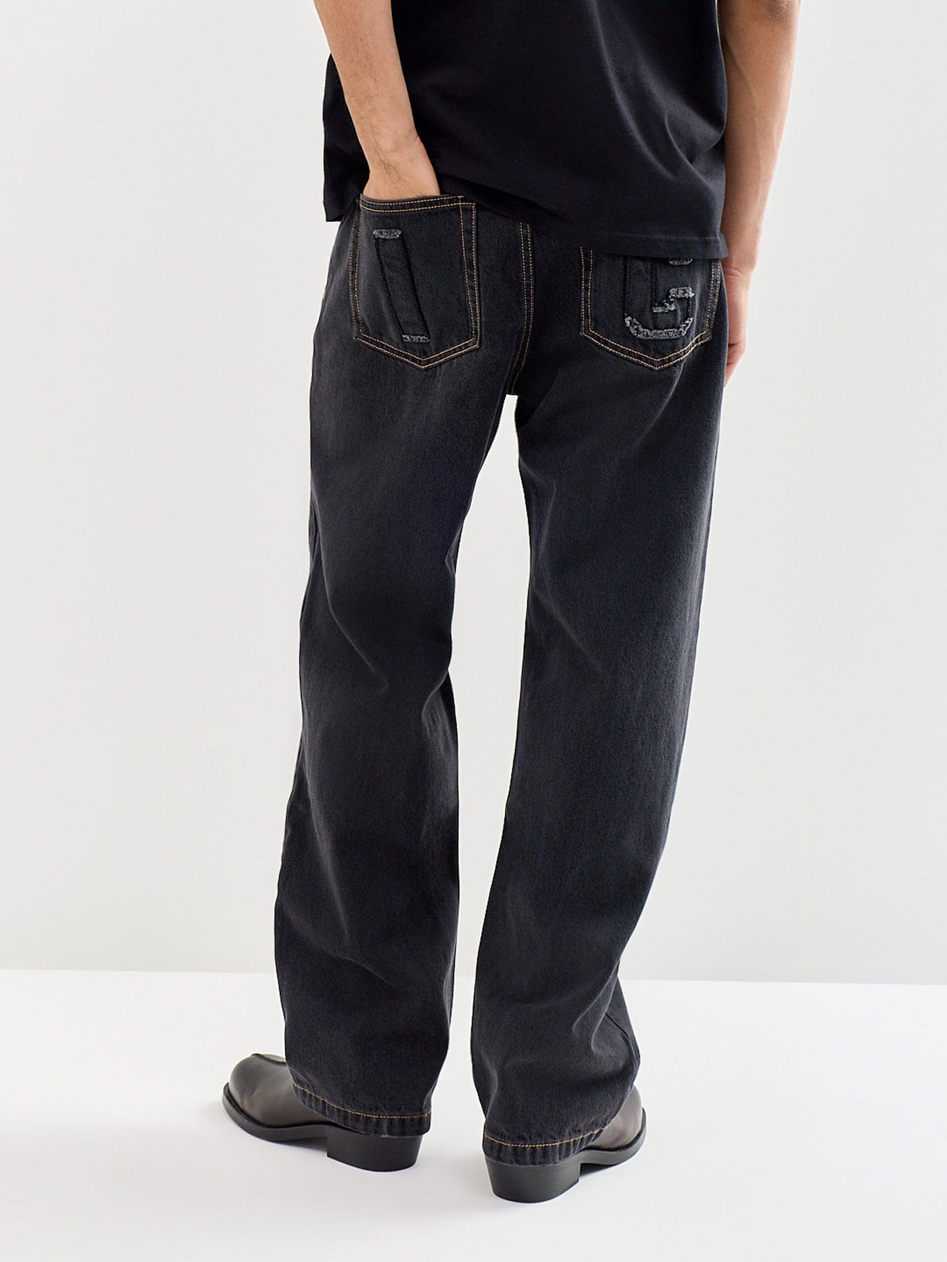 Icecream Appliqué Running Dog Double Scoop Denim Jeans Black