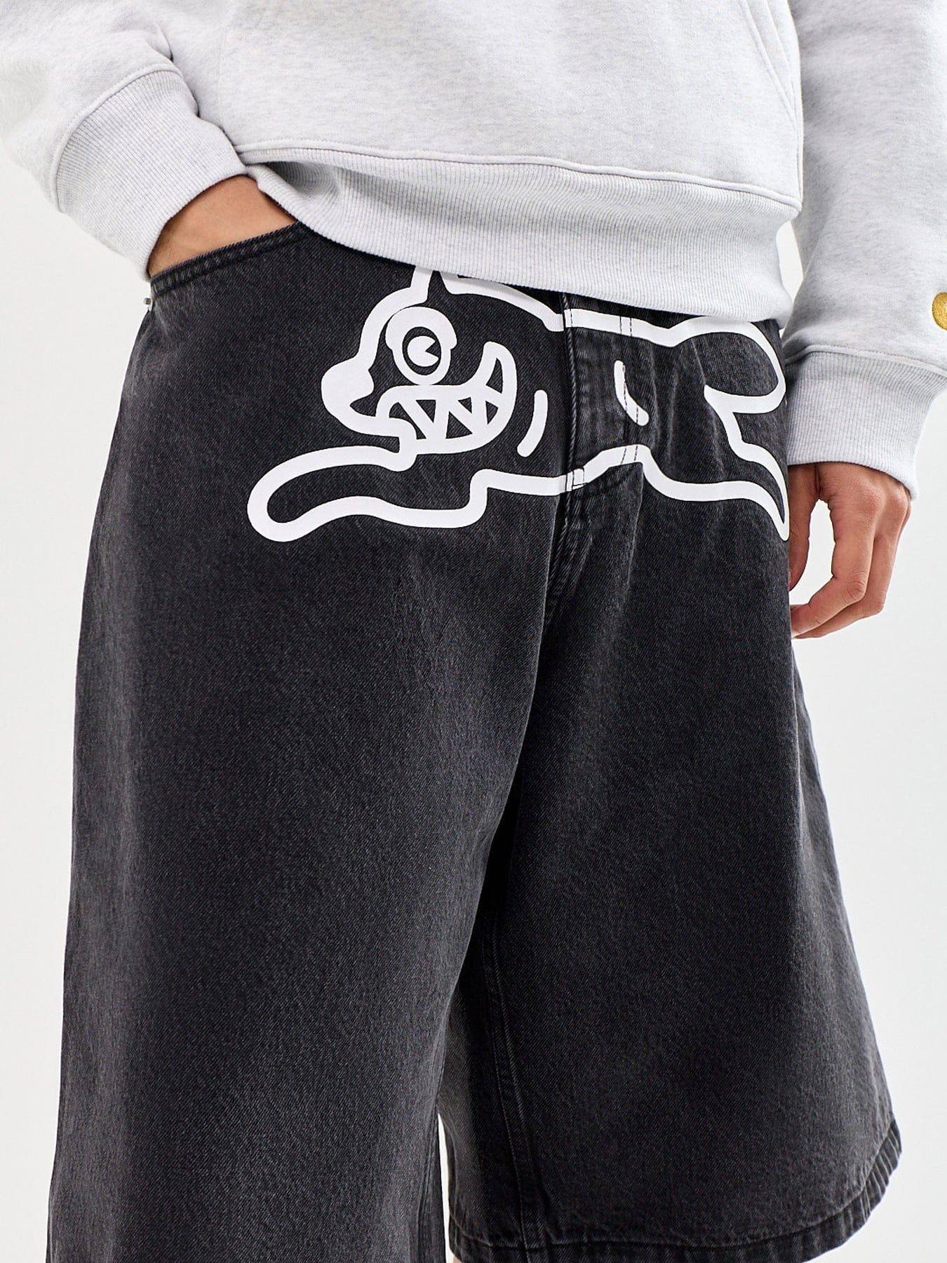 Icecream Running Dog Triple Scoop Denim Shorts Black