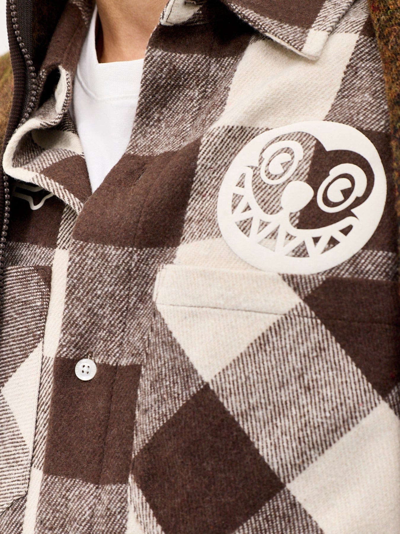 Icecream Multi Logo Check Long Sleeve Shirt Brown
