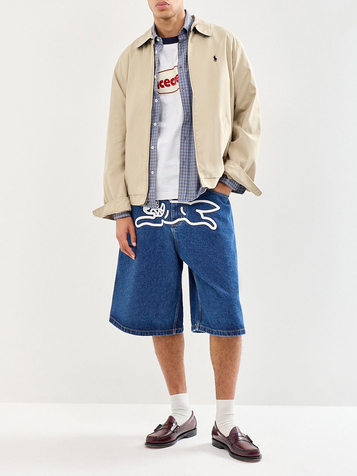 Icecream Running Dog Triple Scoop Denim Shorts Blue