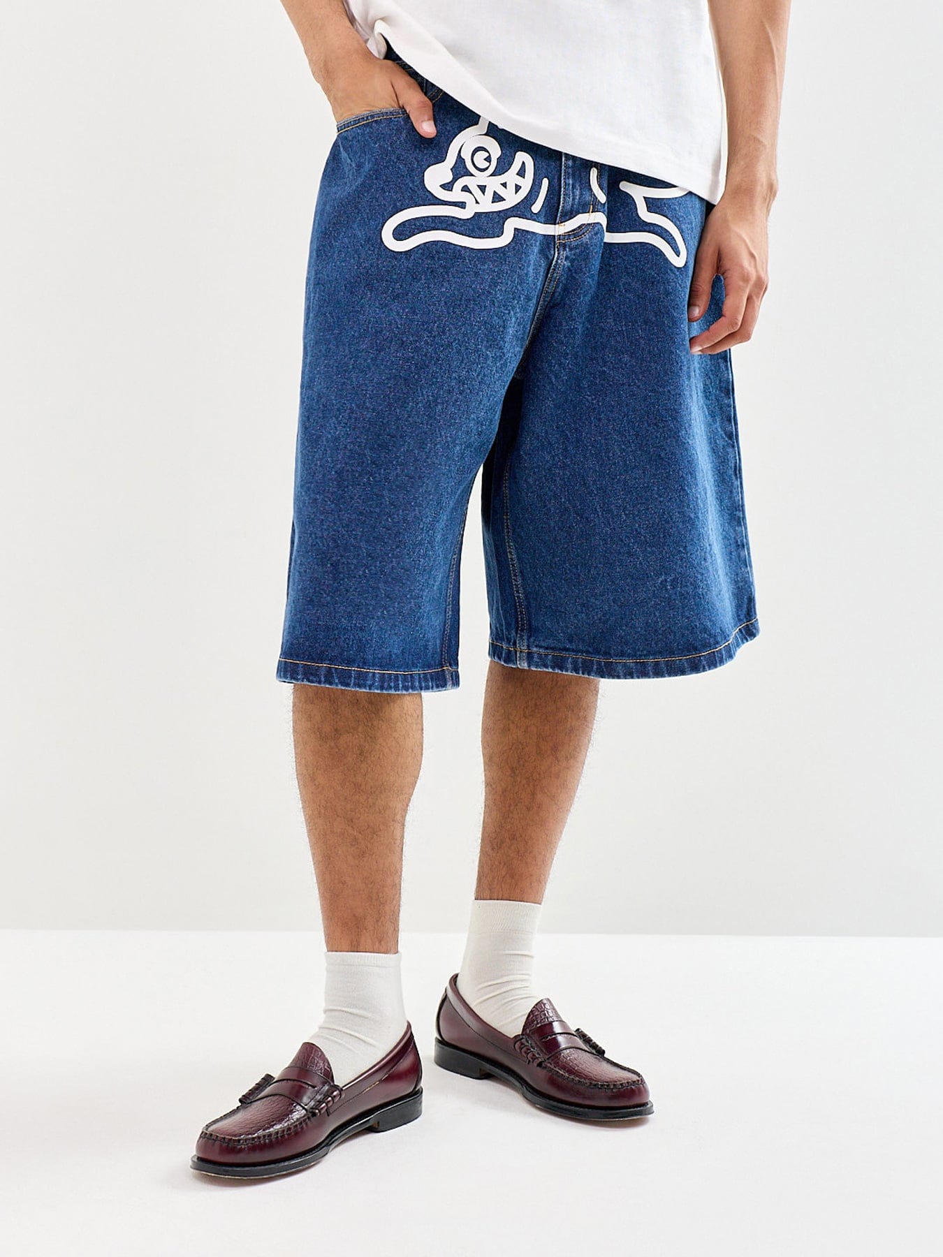 Icecream Running Dog Triple Scoop Denim Shorts Blue