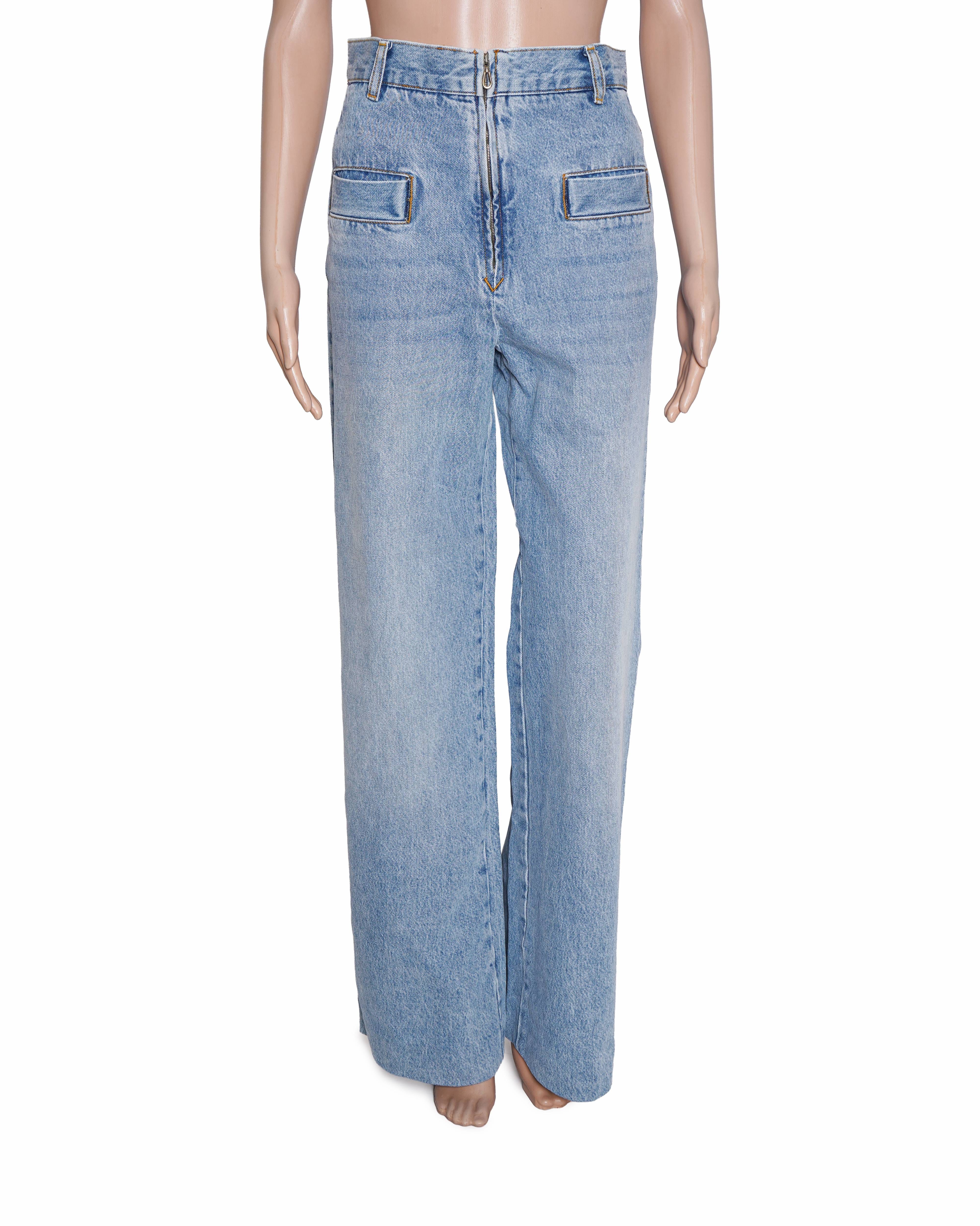 Sandro high - waisted wide - leg blue jeans