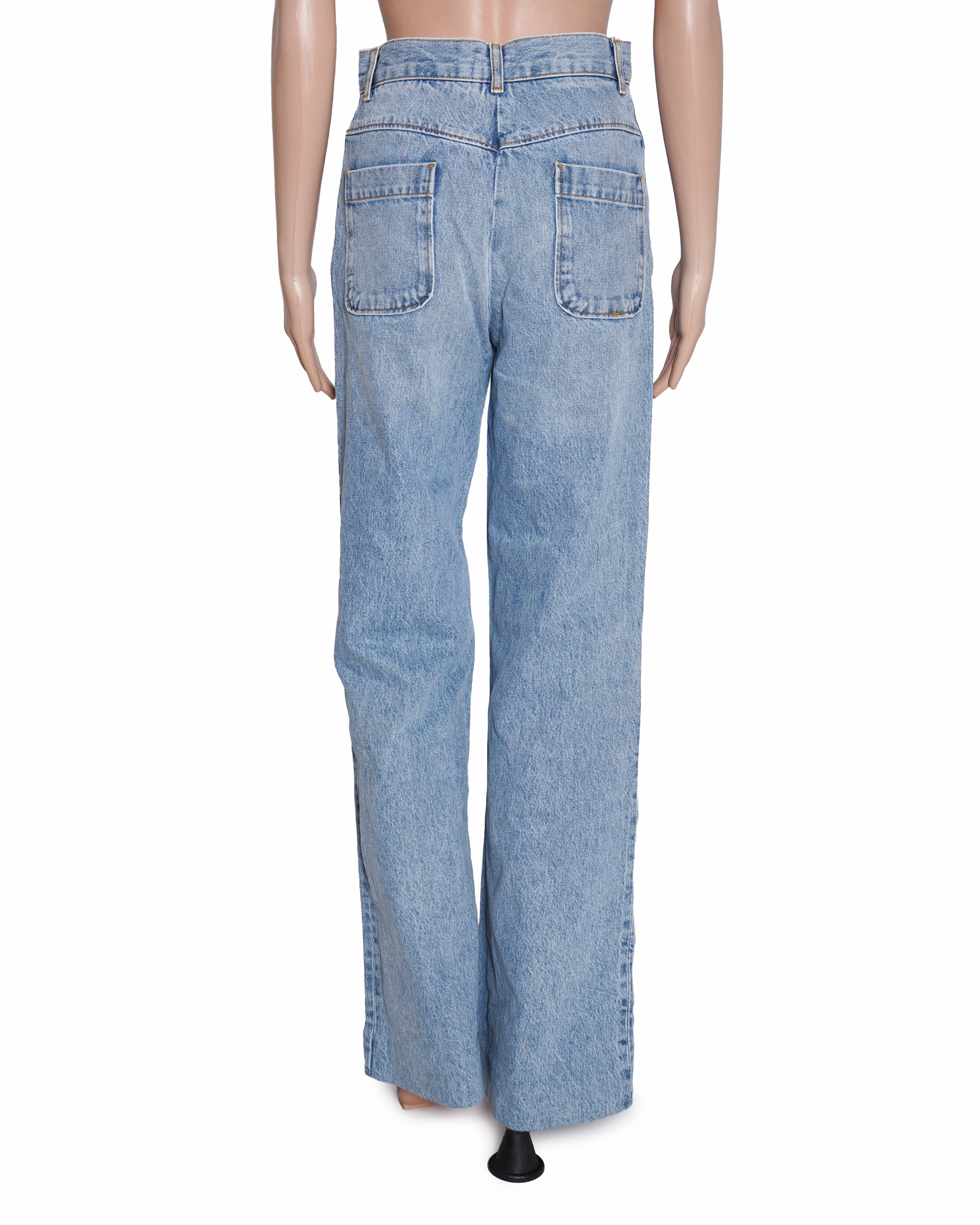 Sandro high - waisted wide - leg blue jeans