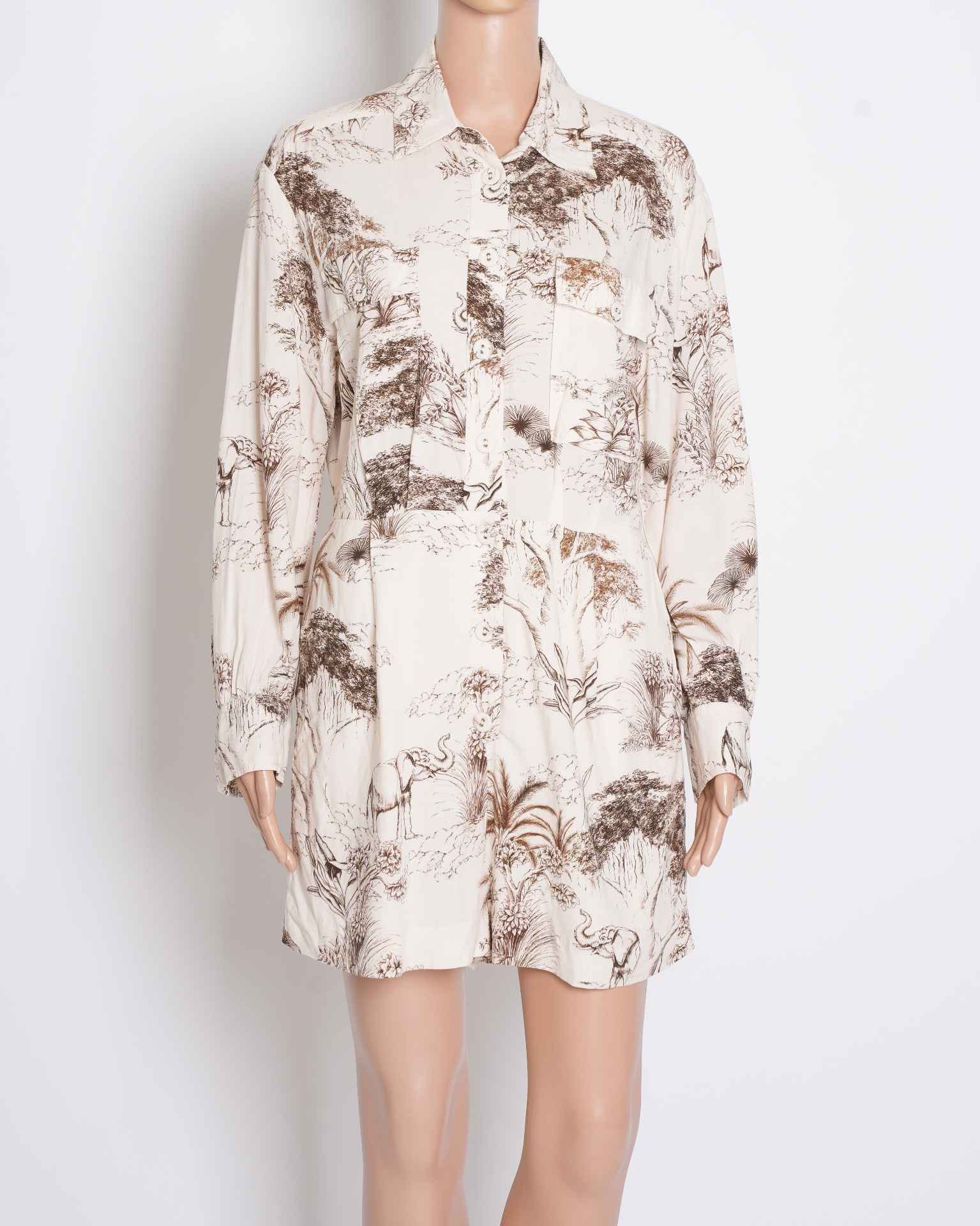 Sandro Printed Jumpsuit With Belt
