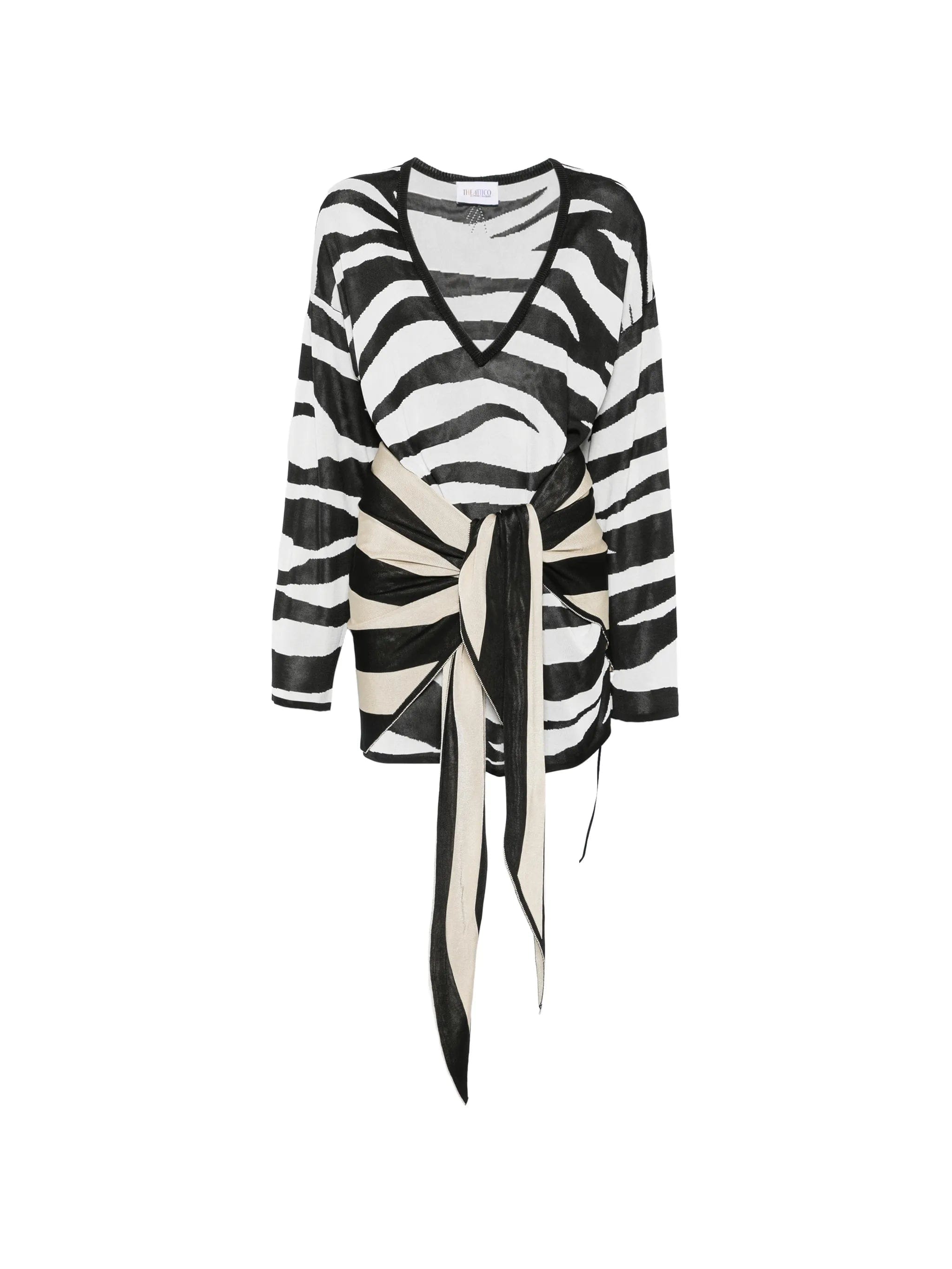 The Attico zebra - print knotted mini dress