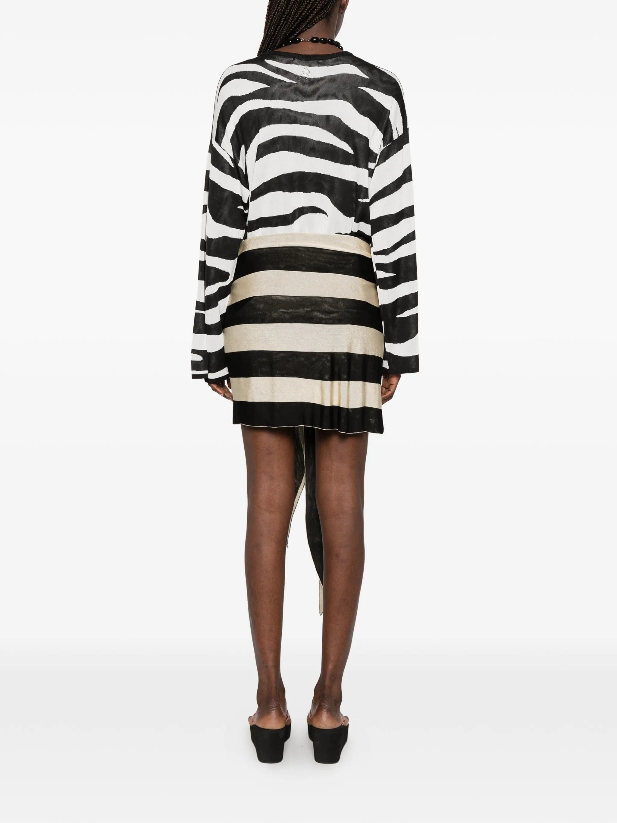 The Attico zebra - print knotted mini dress