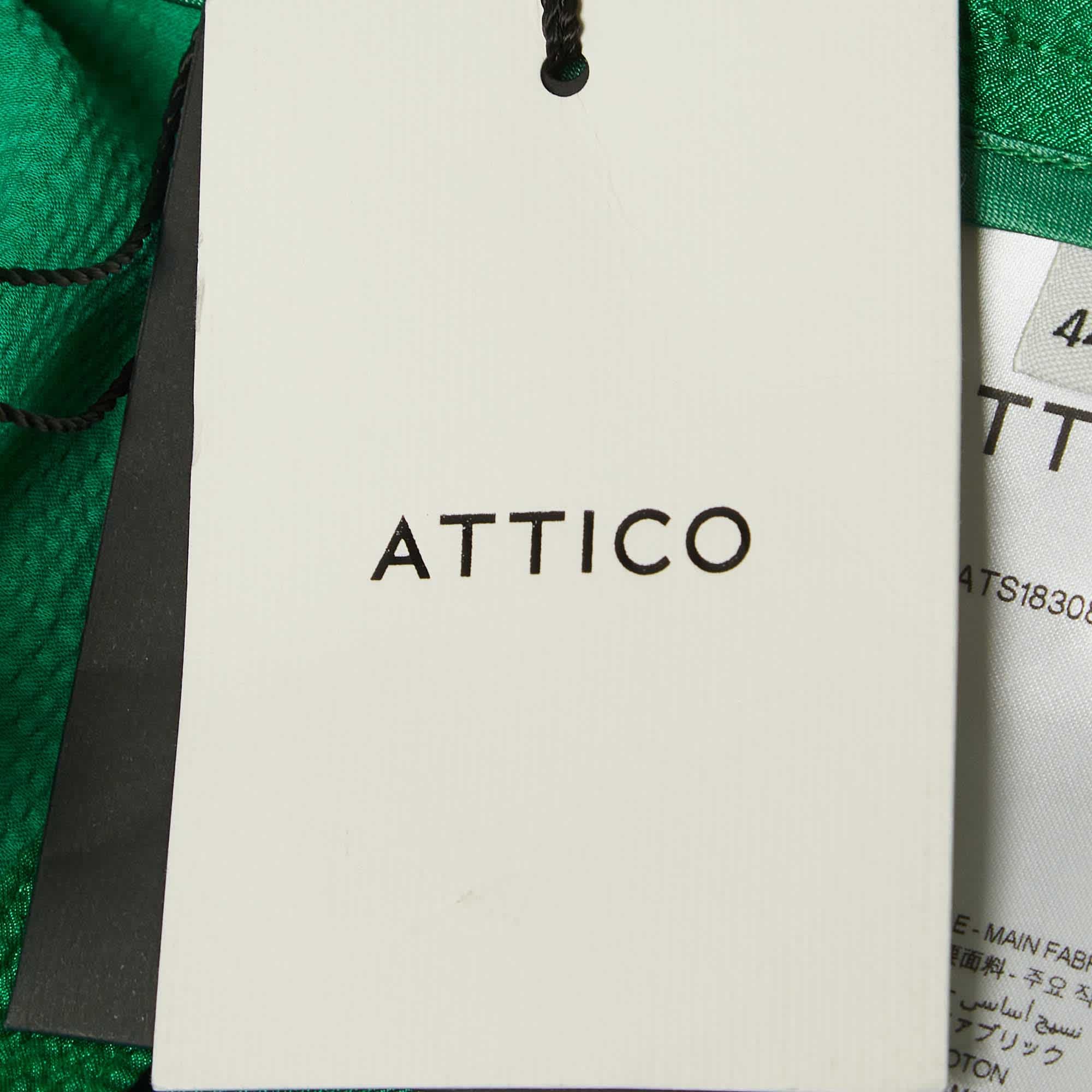 The Attico Green Satin Martellato Wide - Leg Pants