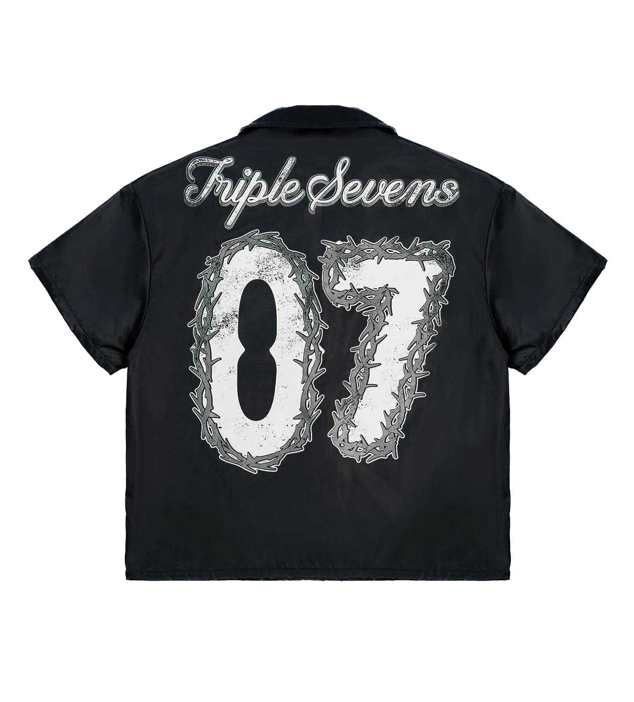 Triple Sevens Nylon Button Up Black
