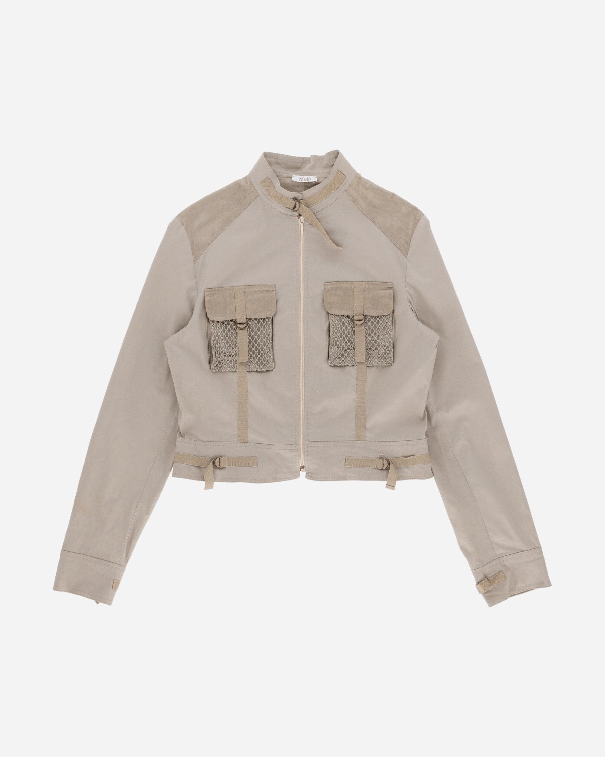 Pezze Vintage Women's Net Chest Pockets Jacket Beige