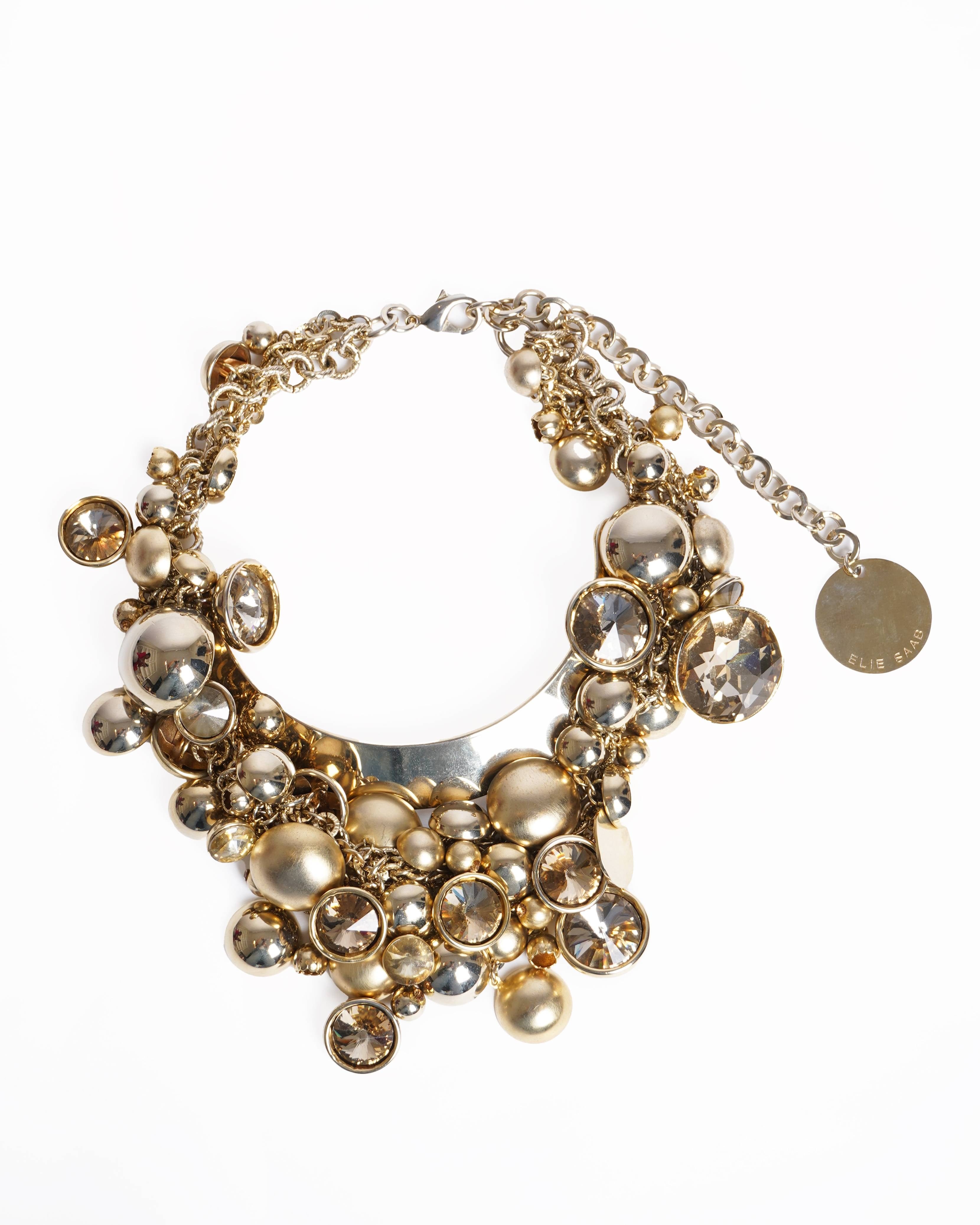 Elie saab gold and diamond statement neckpiece