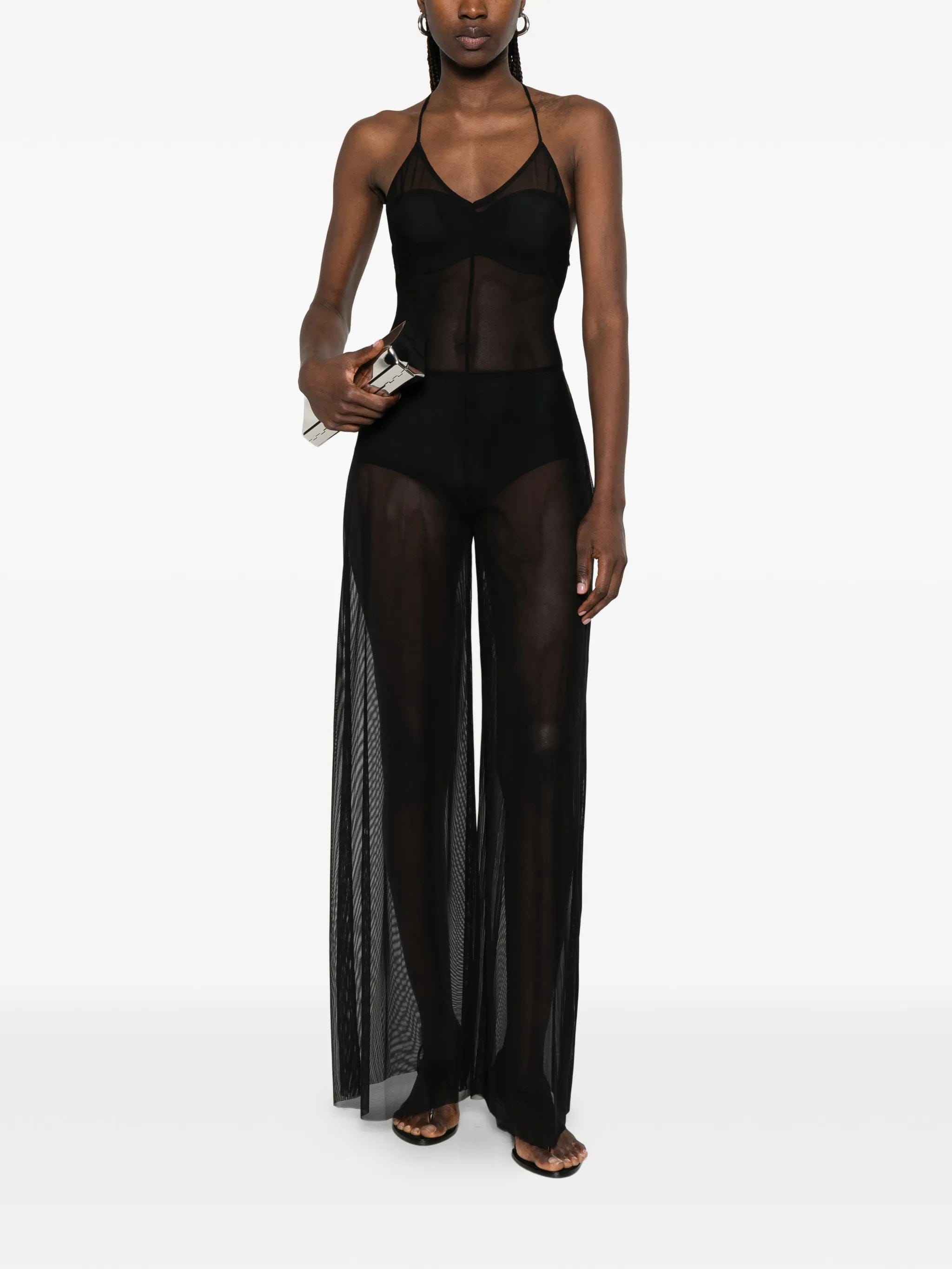 Norma Kamali Fara sheer low - back jumpsuit