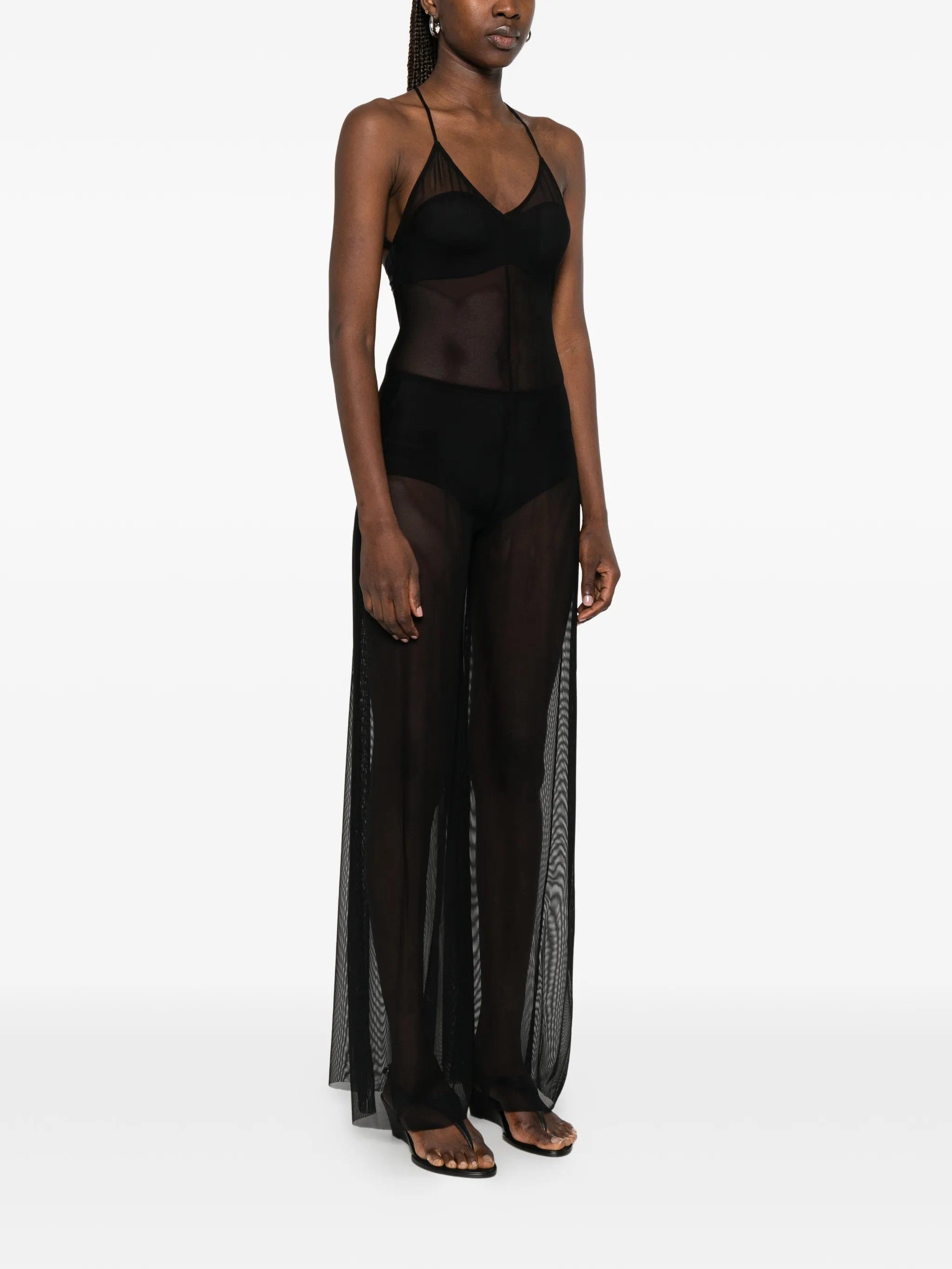 Norma Kamali Fara sheer low - back jumpsuit