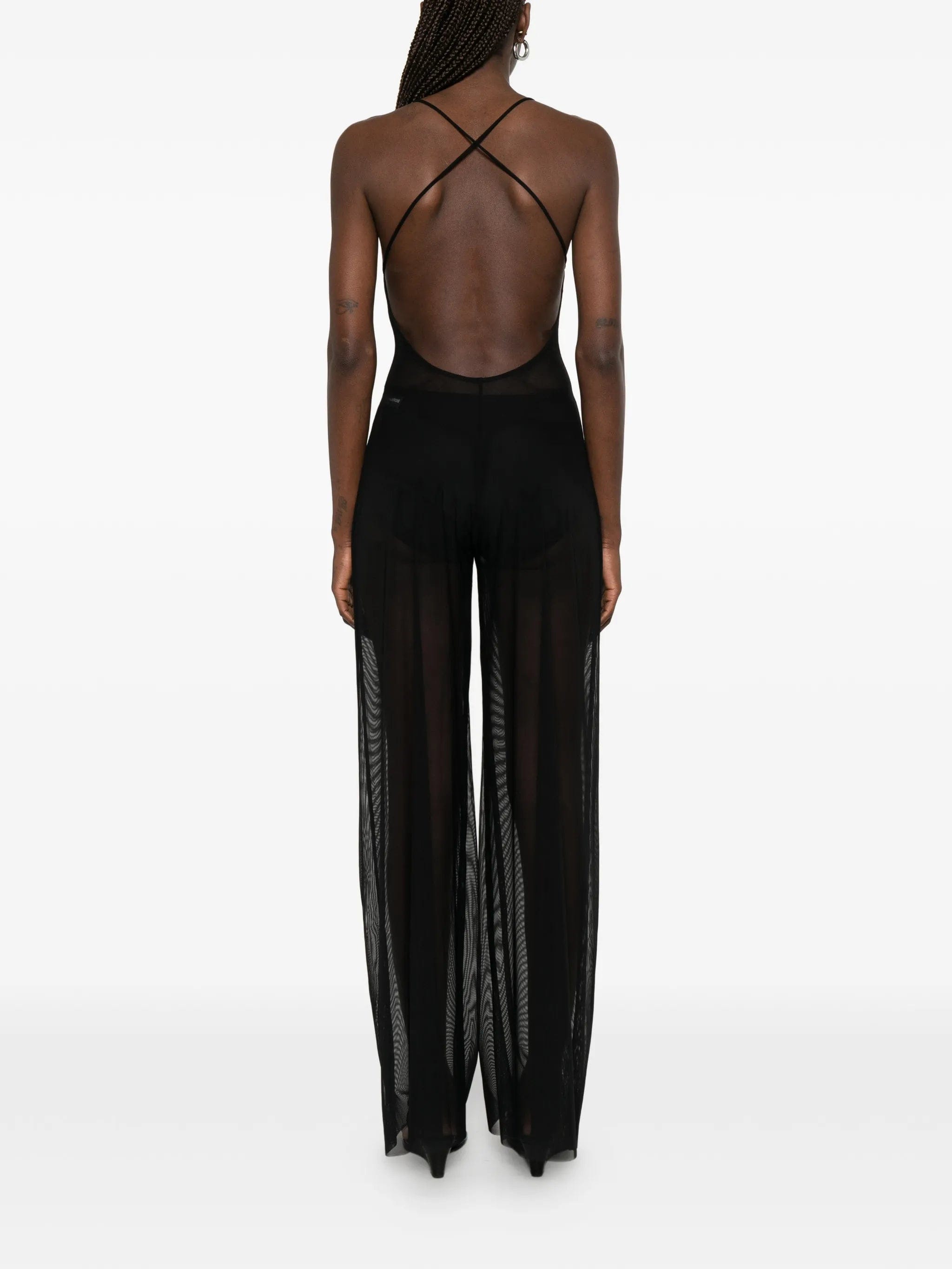 Norma Kamali Fara sheer low - back jumpsuit