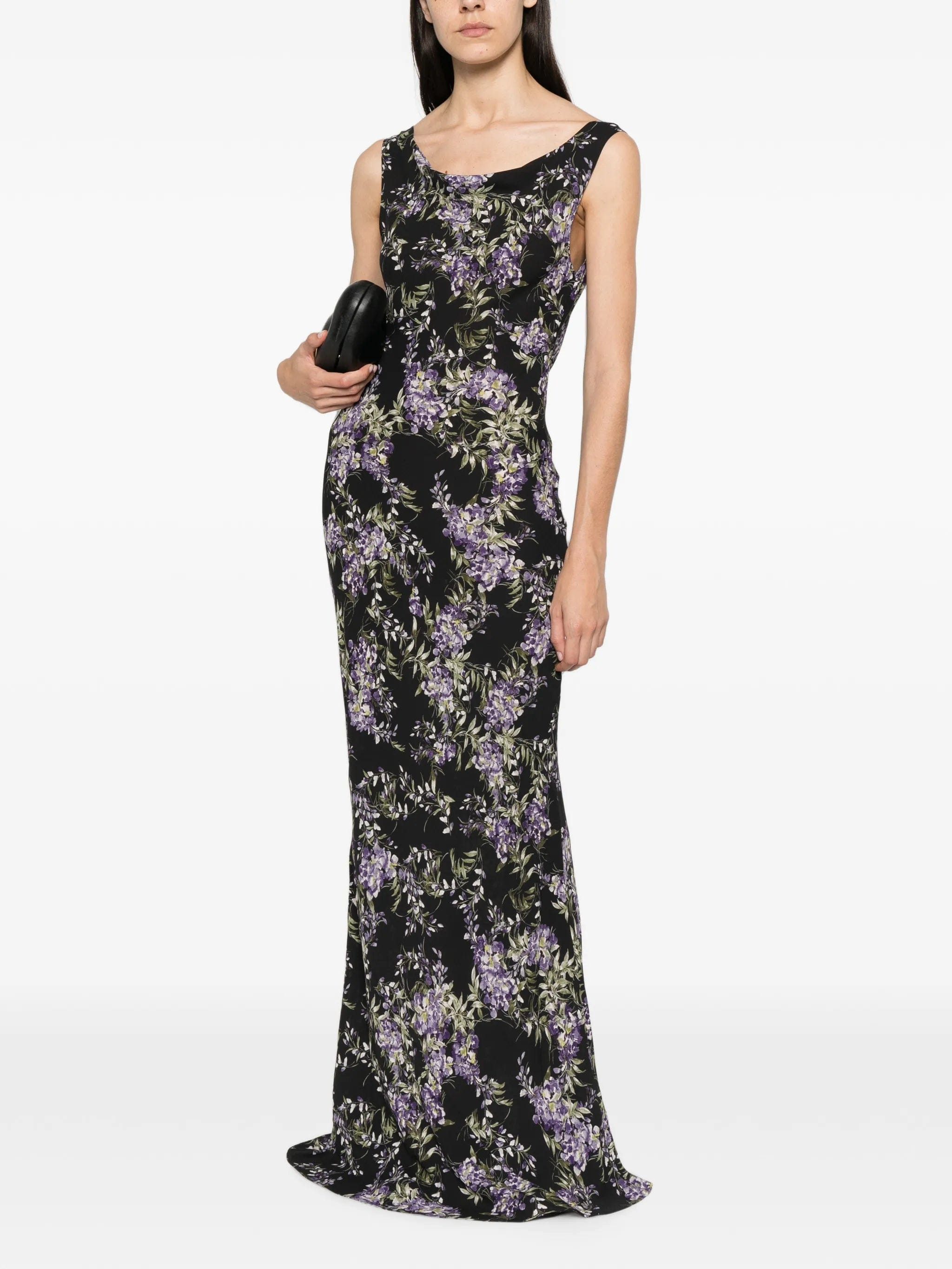 Norma Kamali floral - print cowl - neck dress