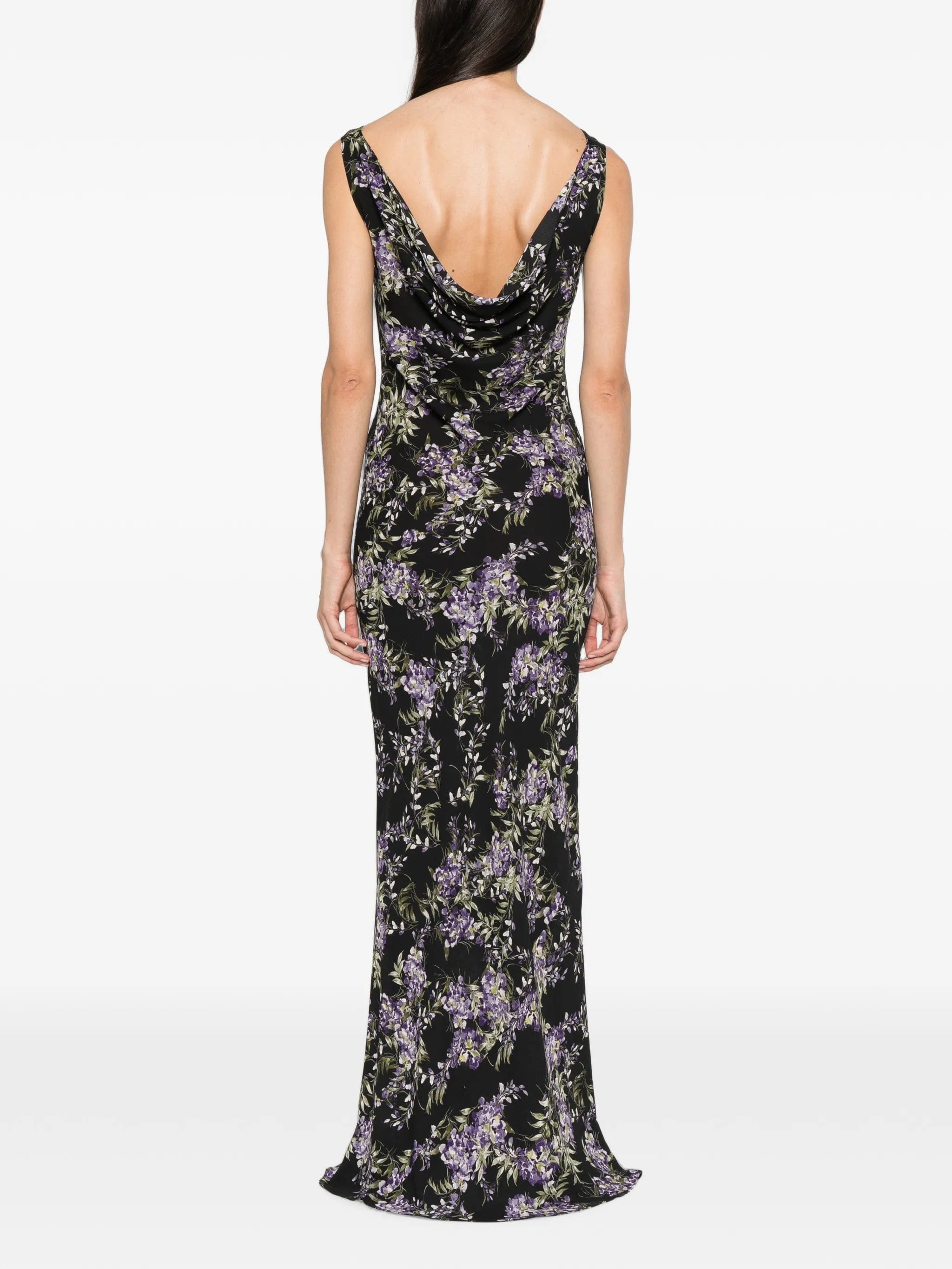 Norma Kamali floral - print cowl - neck dress