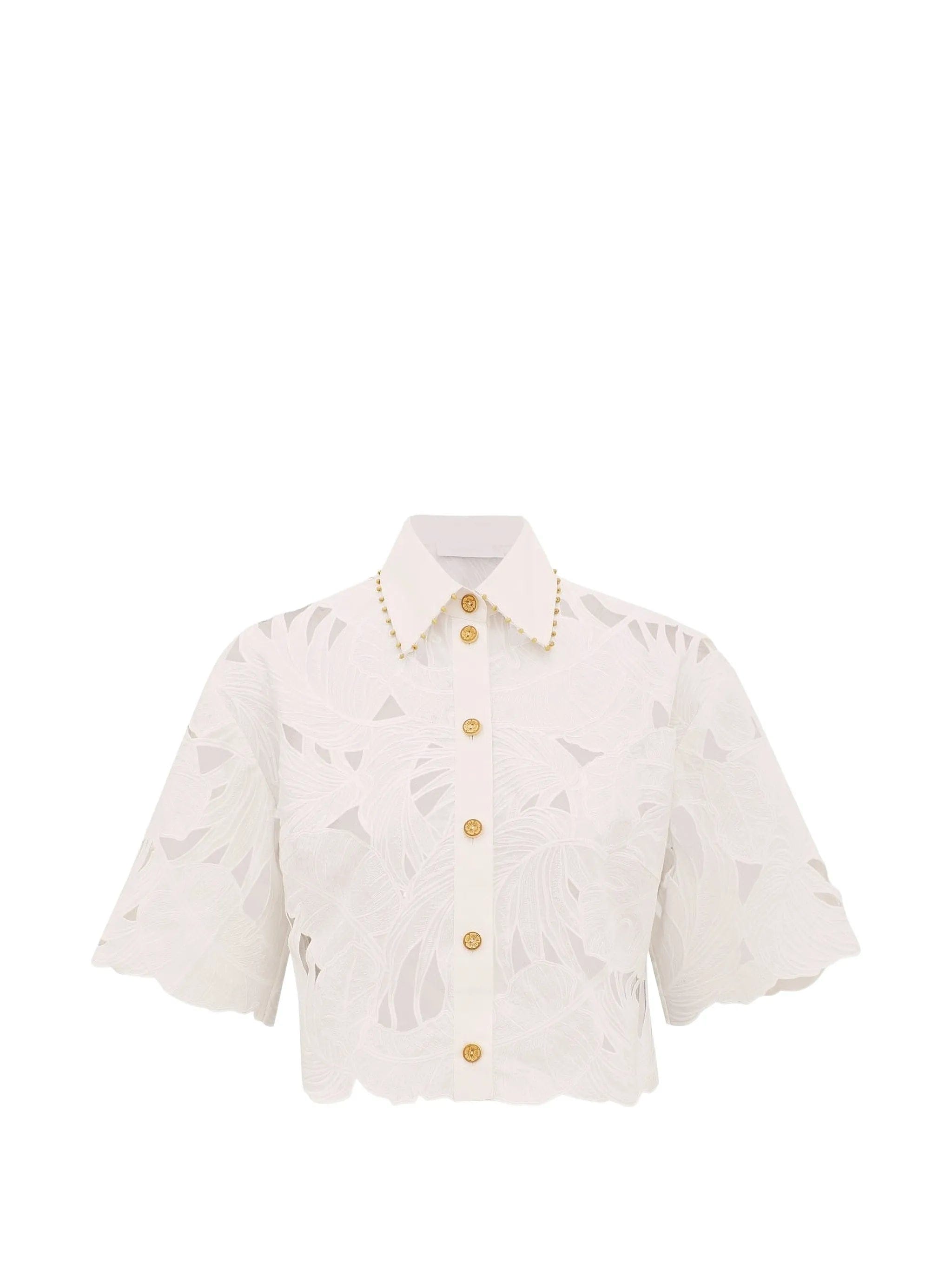 Zimmermann Mahon embroidered cropped shirt
