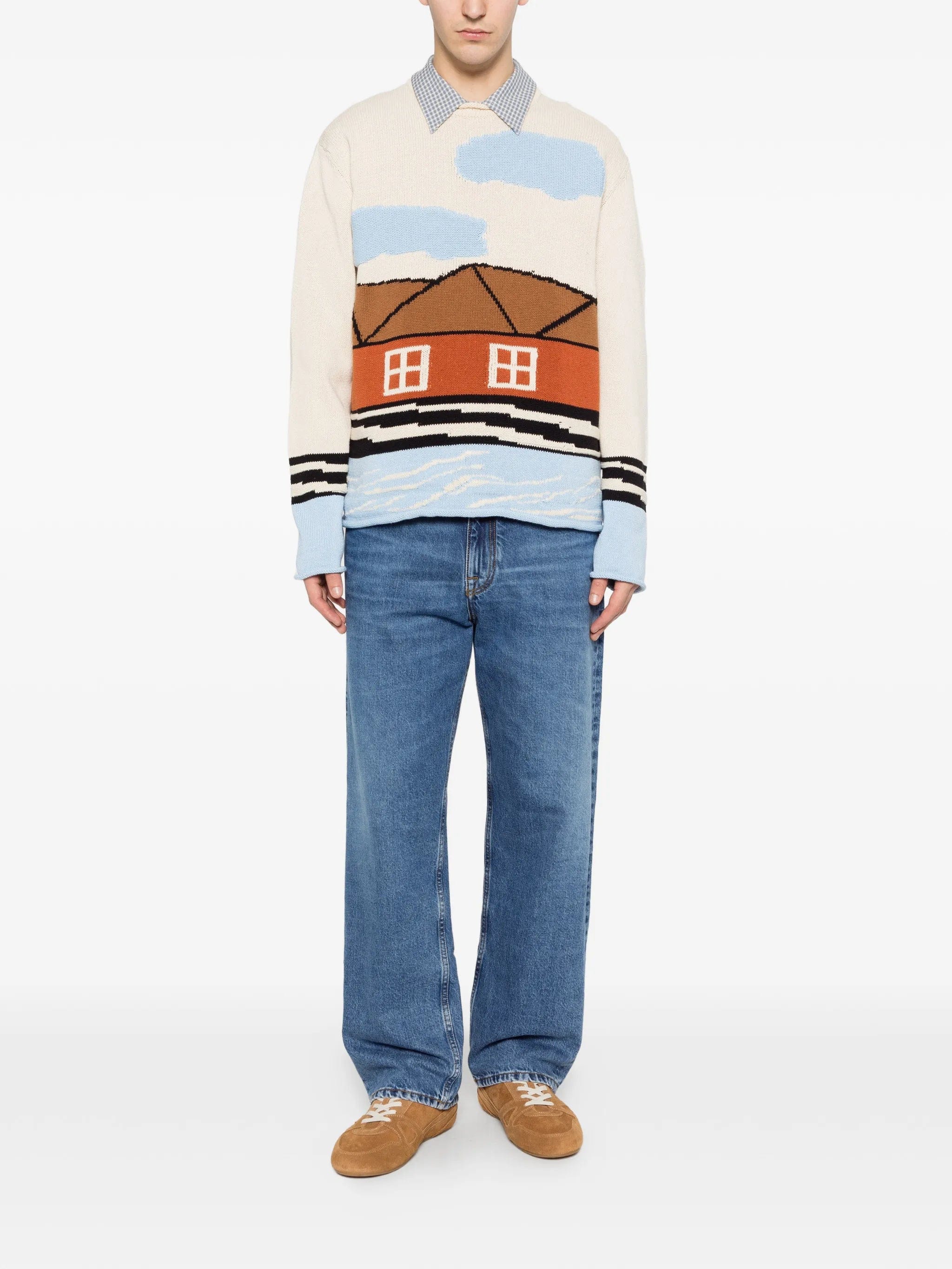NN07 Mikkel house - graphic crew - neck sweater