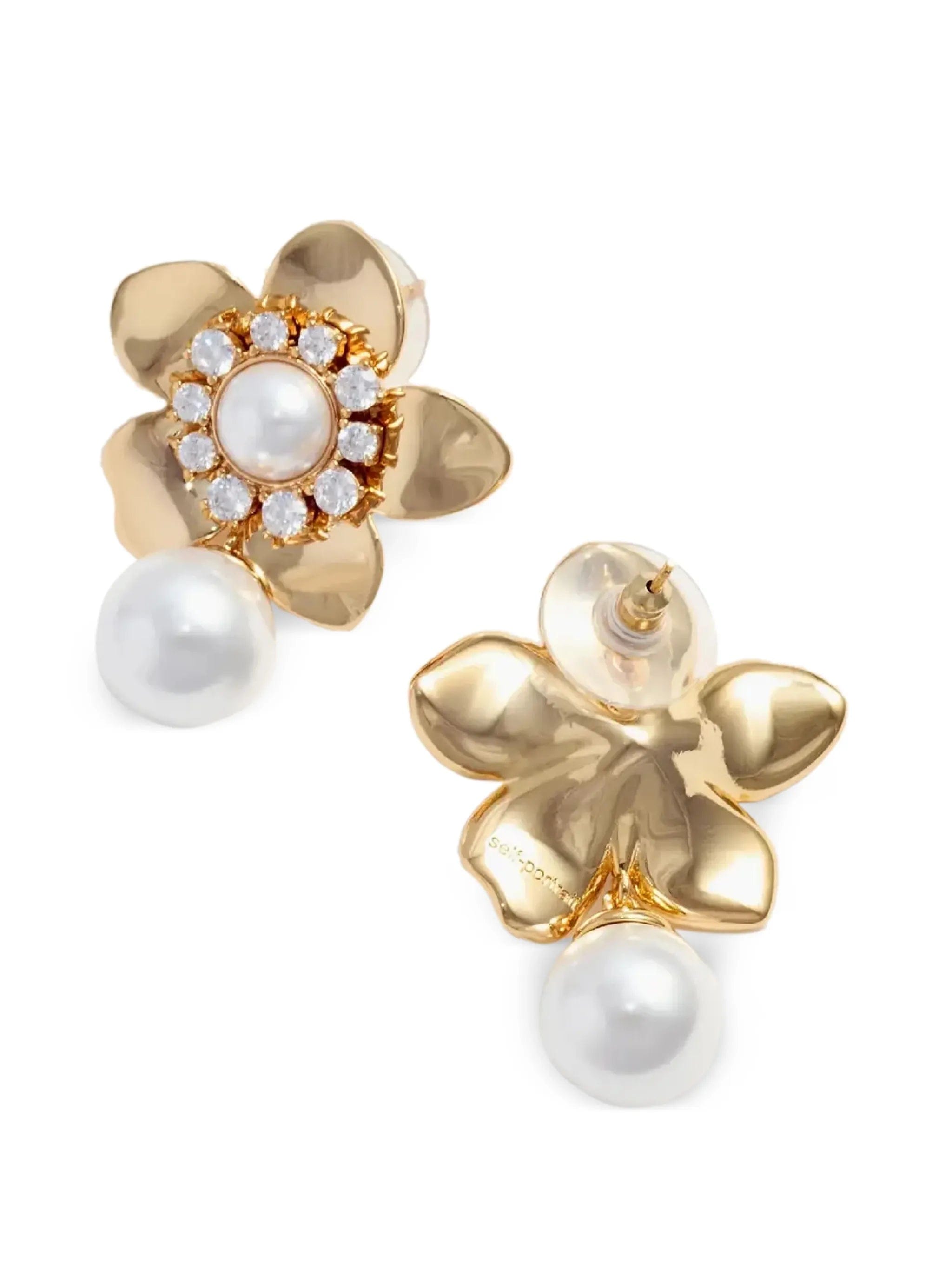 Self-Portrait flower pearl earrings