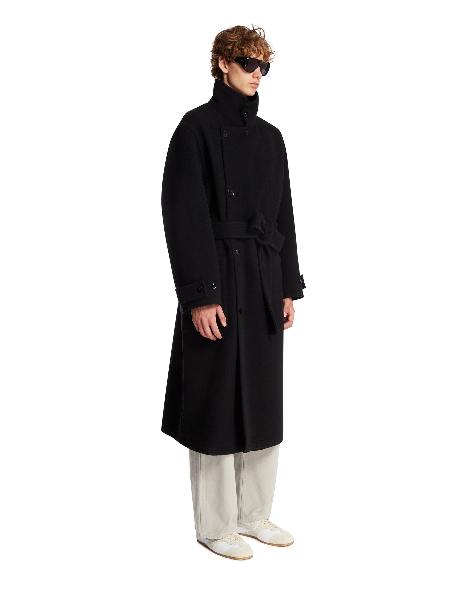 Lemaire Cappotto Avvolgente In Lana Nero