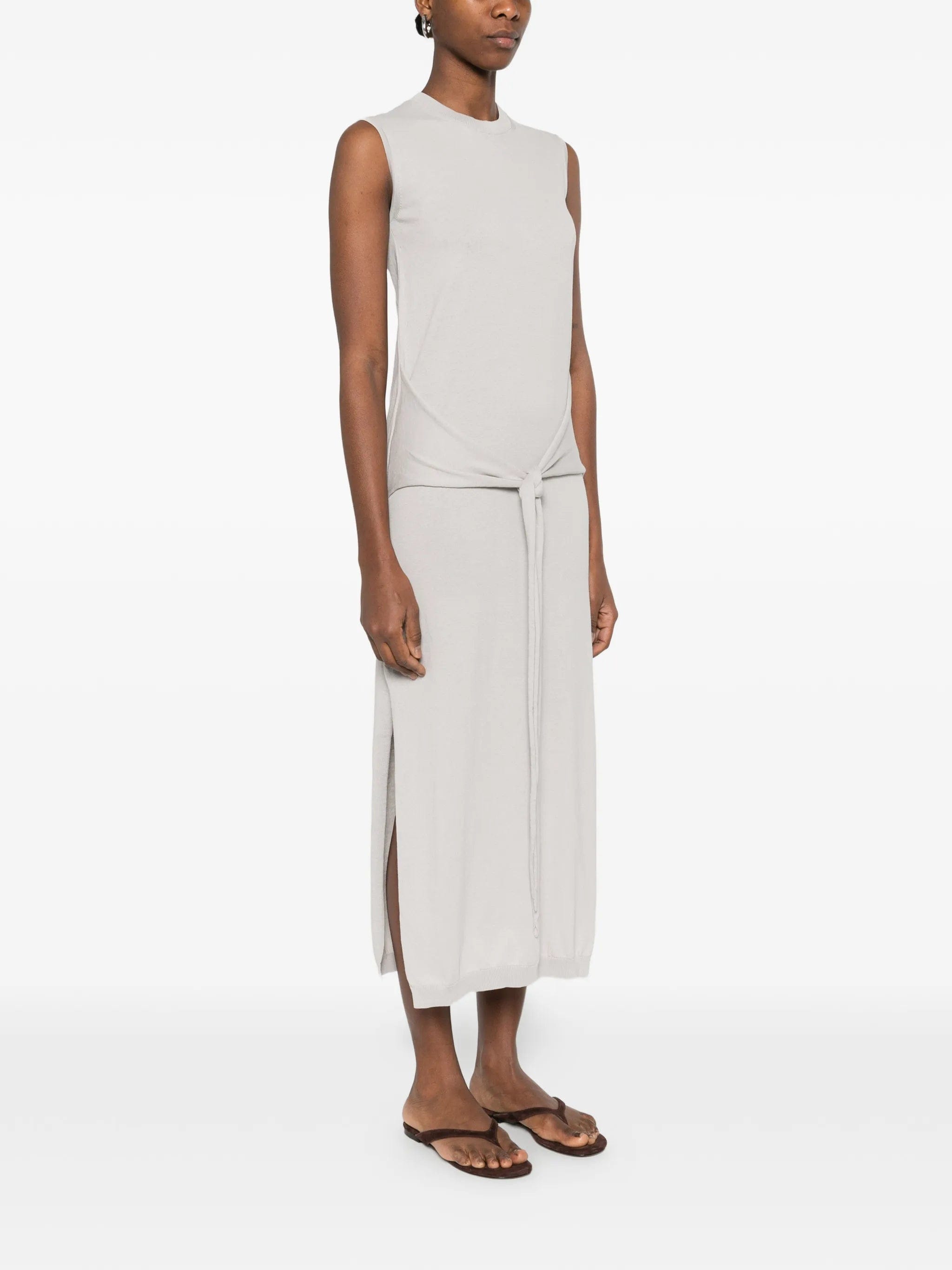 Lemaire sleeveless knotted dress in fine cotton crepe