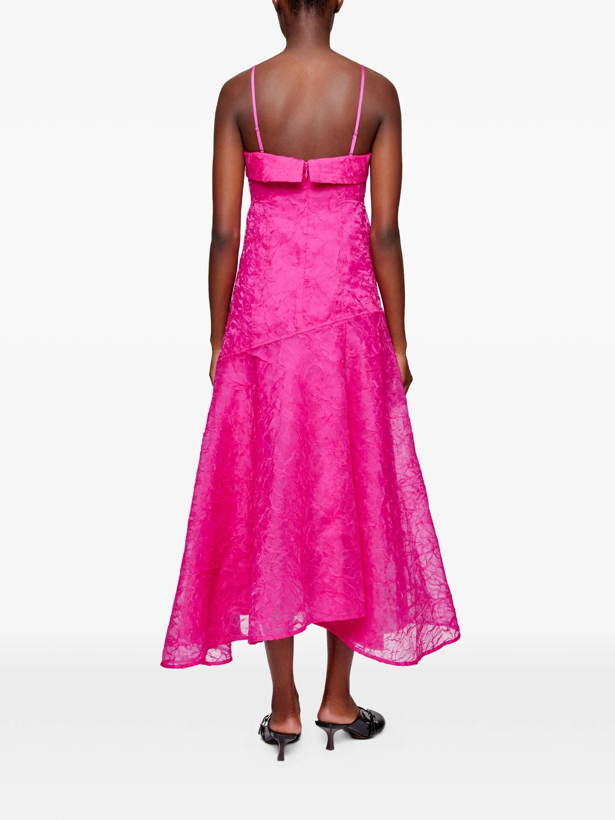 GANNI straps asymmetrical midi dress