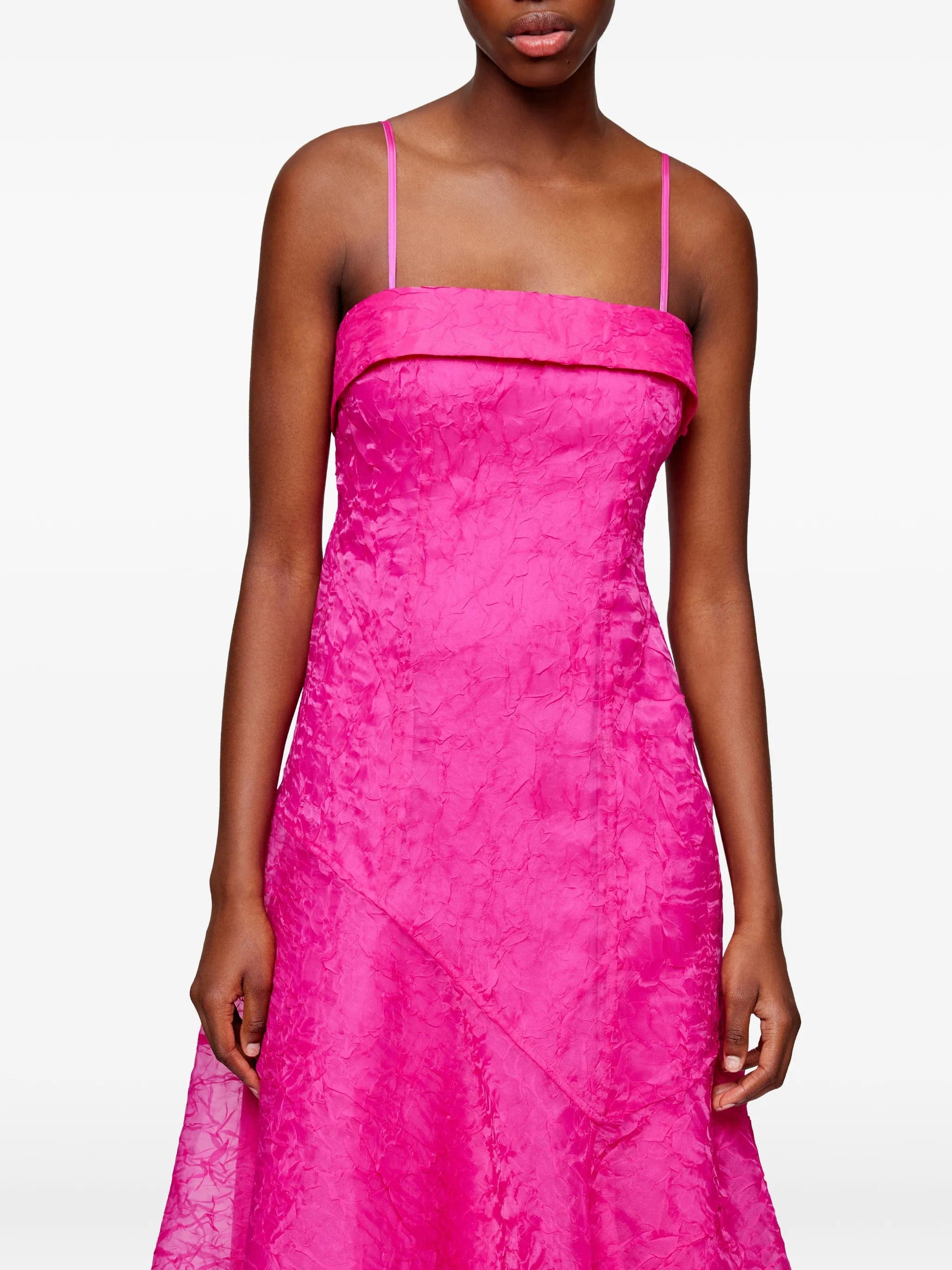 GANNI straps asymmetrical midi dress
