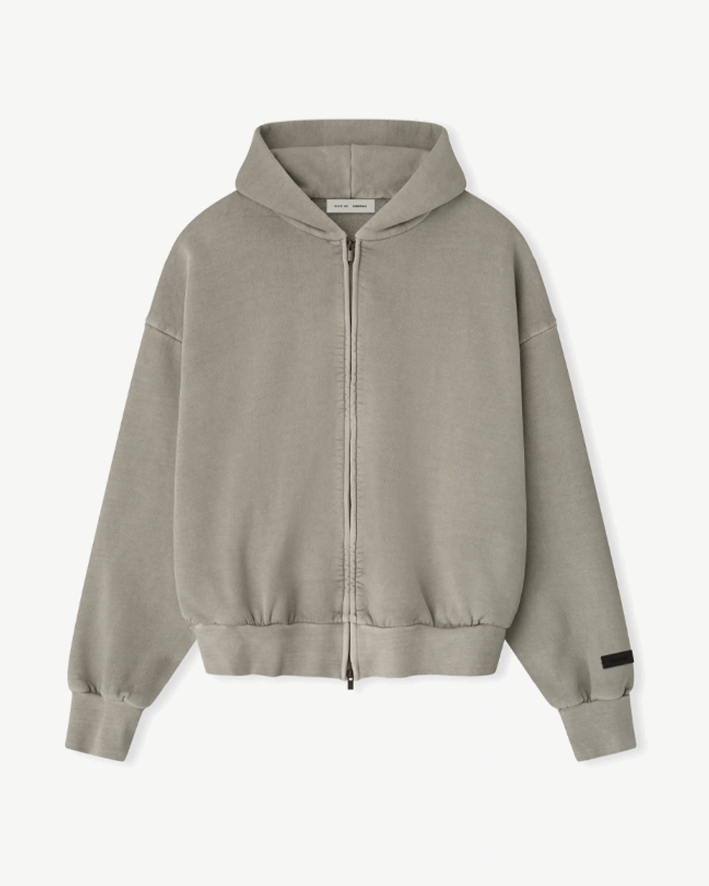 FOG ESSENTIALS SS25 EMBROIDERED CLASSIC FULL ZIP HOODIE SMOKE GREY