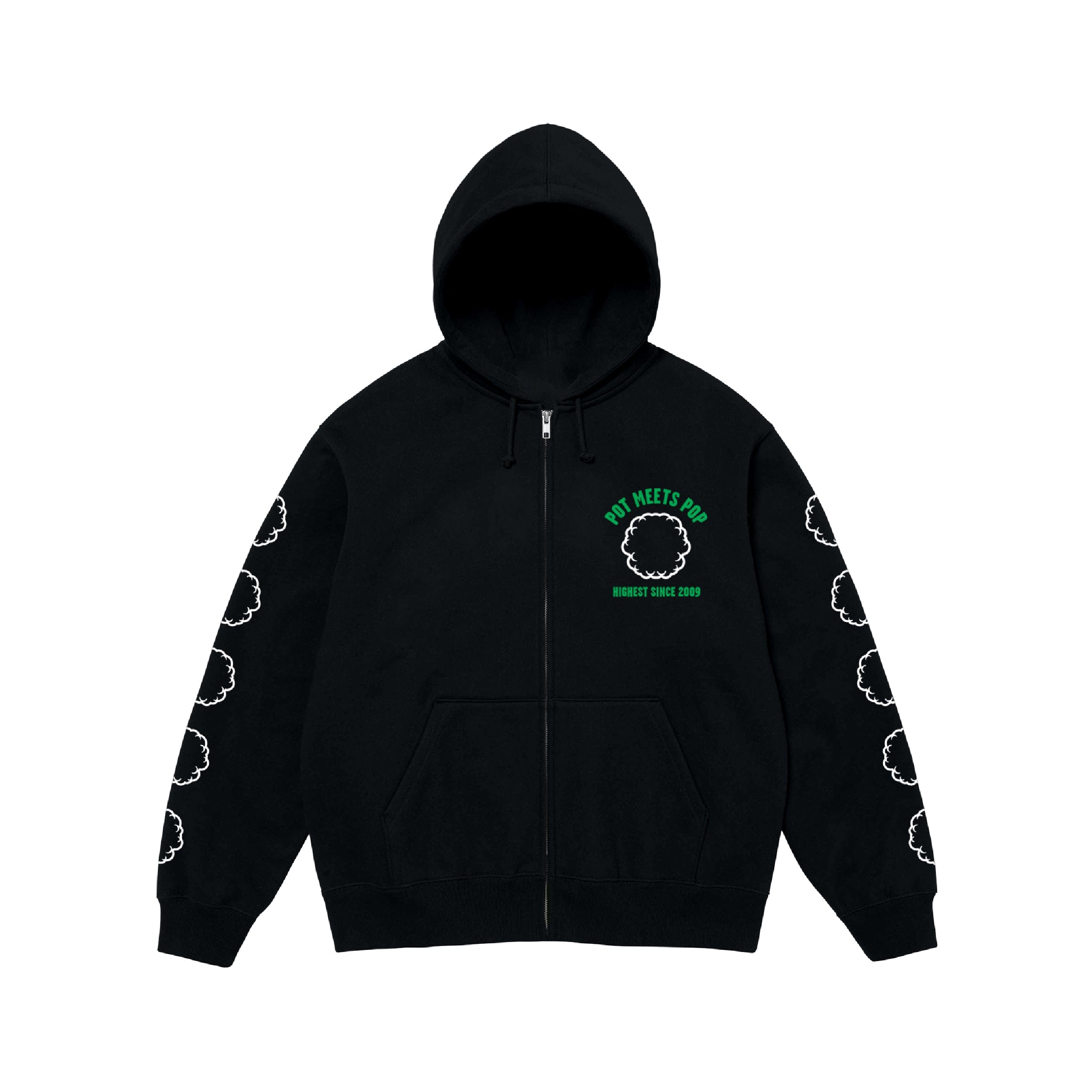 Pot Meets Pop Smoke Logo Zip Hoodie - Black
