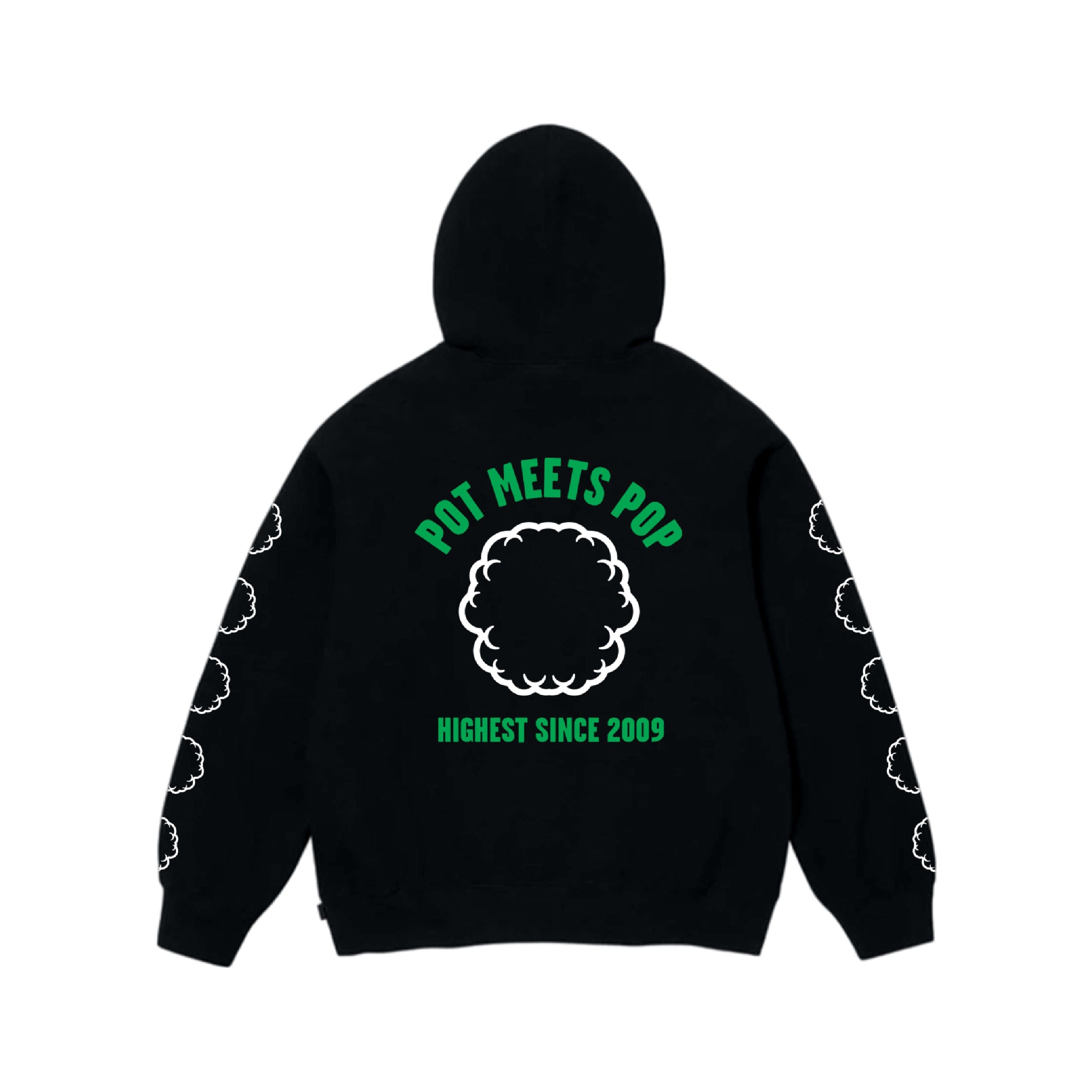 Pot Meets Pop Smoke Logo Zip Hoodie - Black