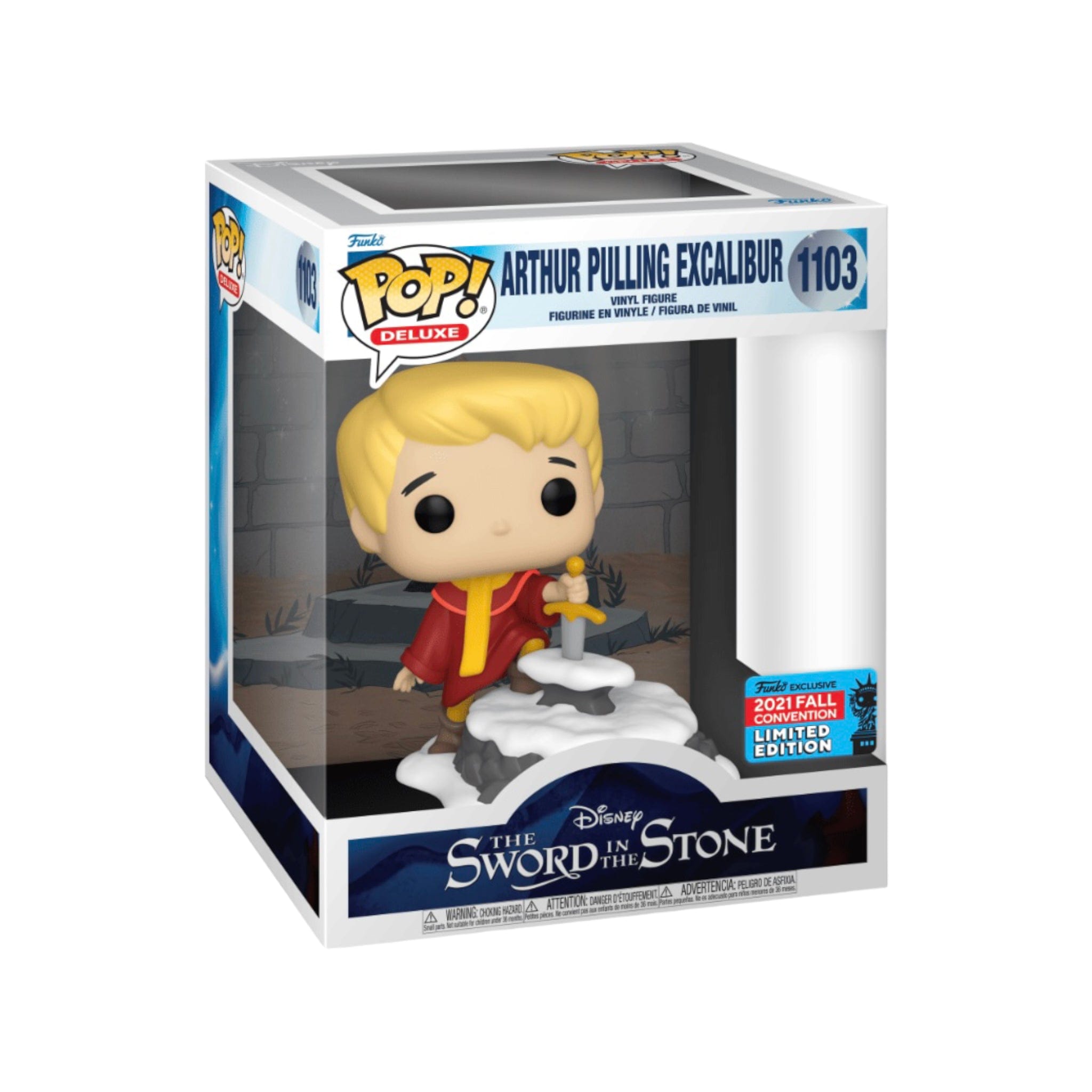 Funko Pop! Arthur Pulling Excalibur #1103 Deluxe Funko Pop! - The Sword in The Stone - NYCC 2021 Shared Exclusive