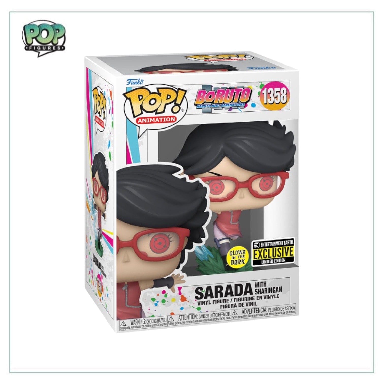 Entertainment Earth Sarada with Sharingan #1358 (Glows in the Dark) Funko Pop! - Boruto: Naruto Next Generations - Entertainment Earth Exclusive