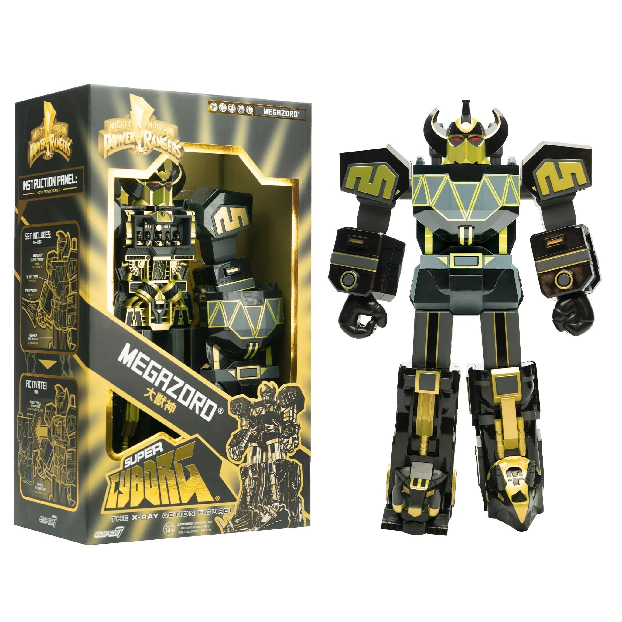 Power Rangers Super7 Mighty Morphin Power Rangers Super Cyborg Megazord Action Figure (Black/Gold)