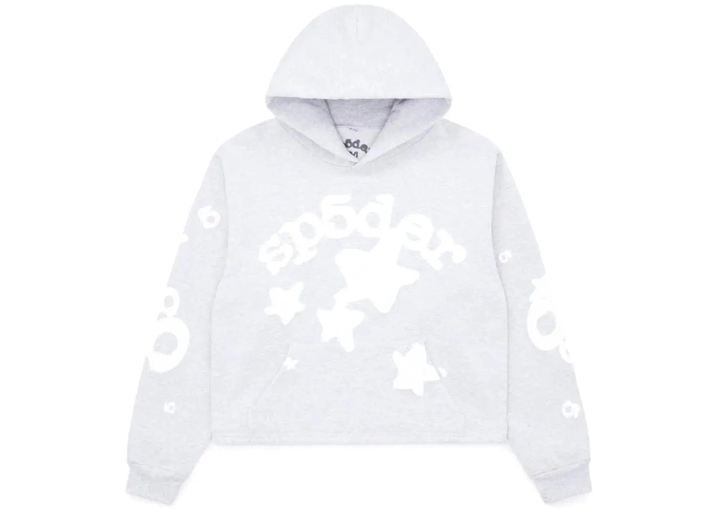 Heather Sp5der Womens Cropped Beluga Hoodie Heather Grey