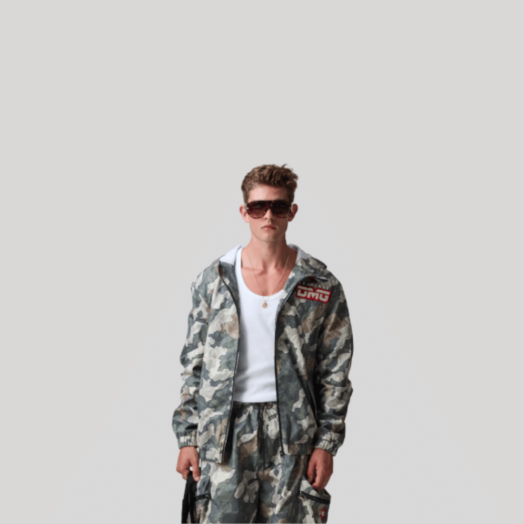 Criminal Damage CAMO NYLON JACKET GREEN / RED