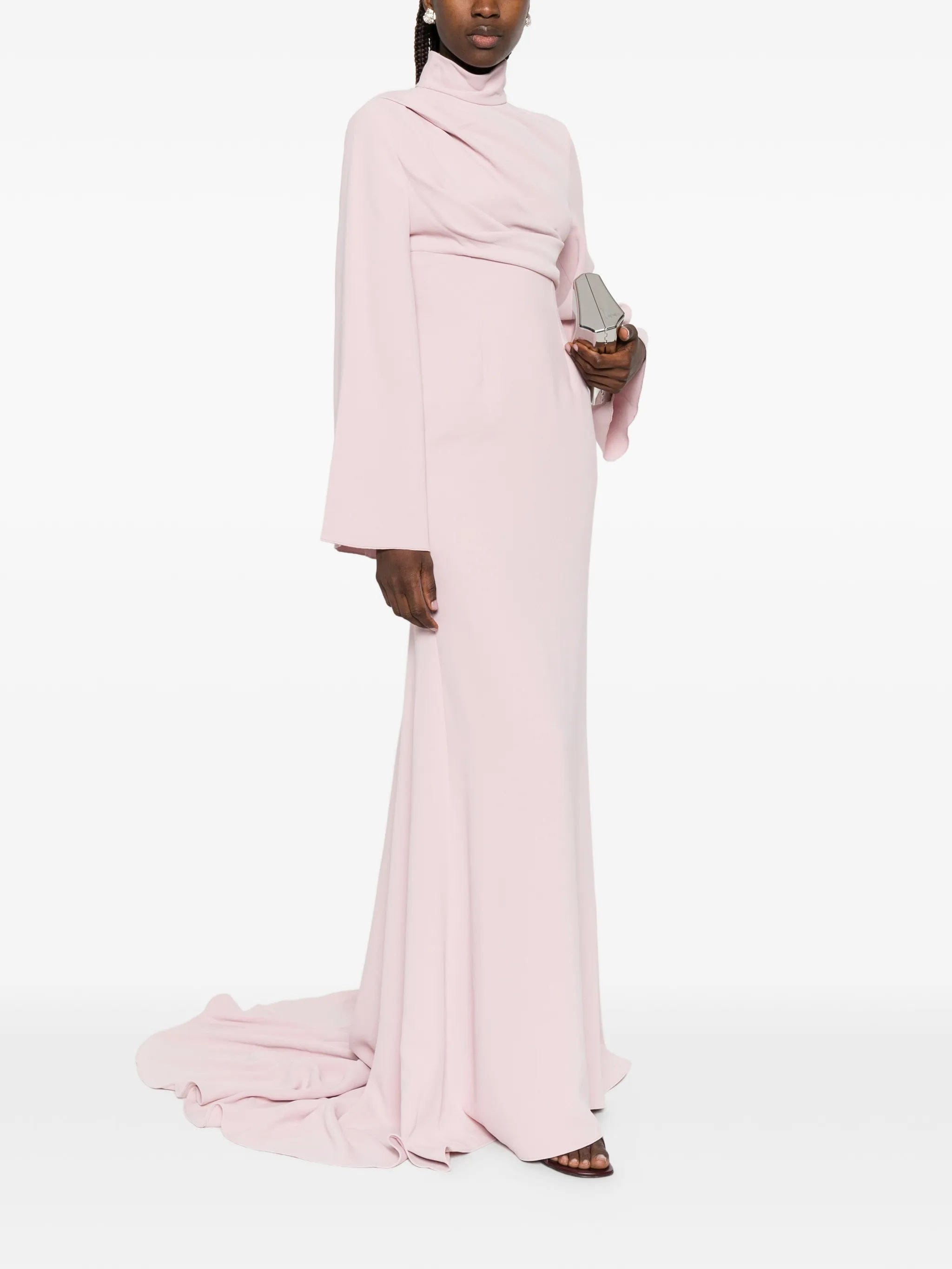 Solace London Swinton draped long - sleeves maxi dress