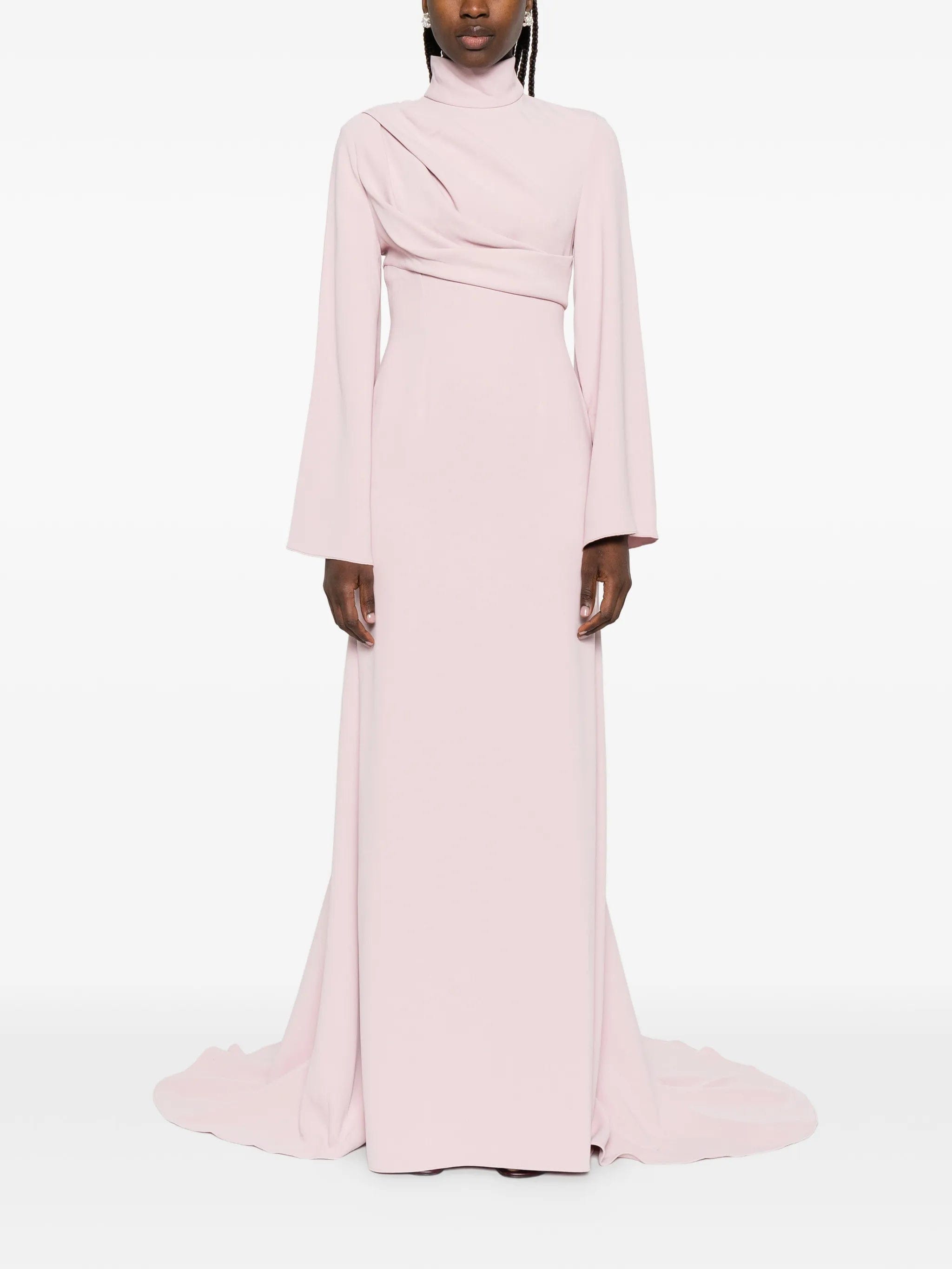Solace London Swinton draped long - sleeves maxi dress