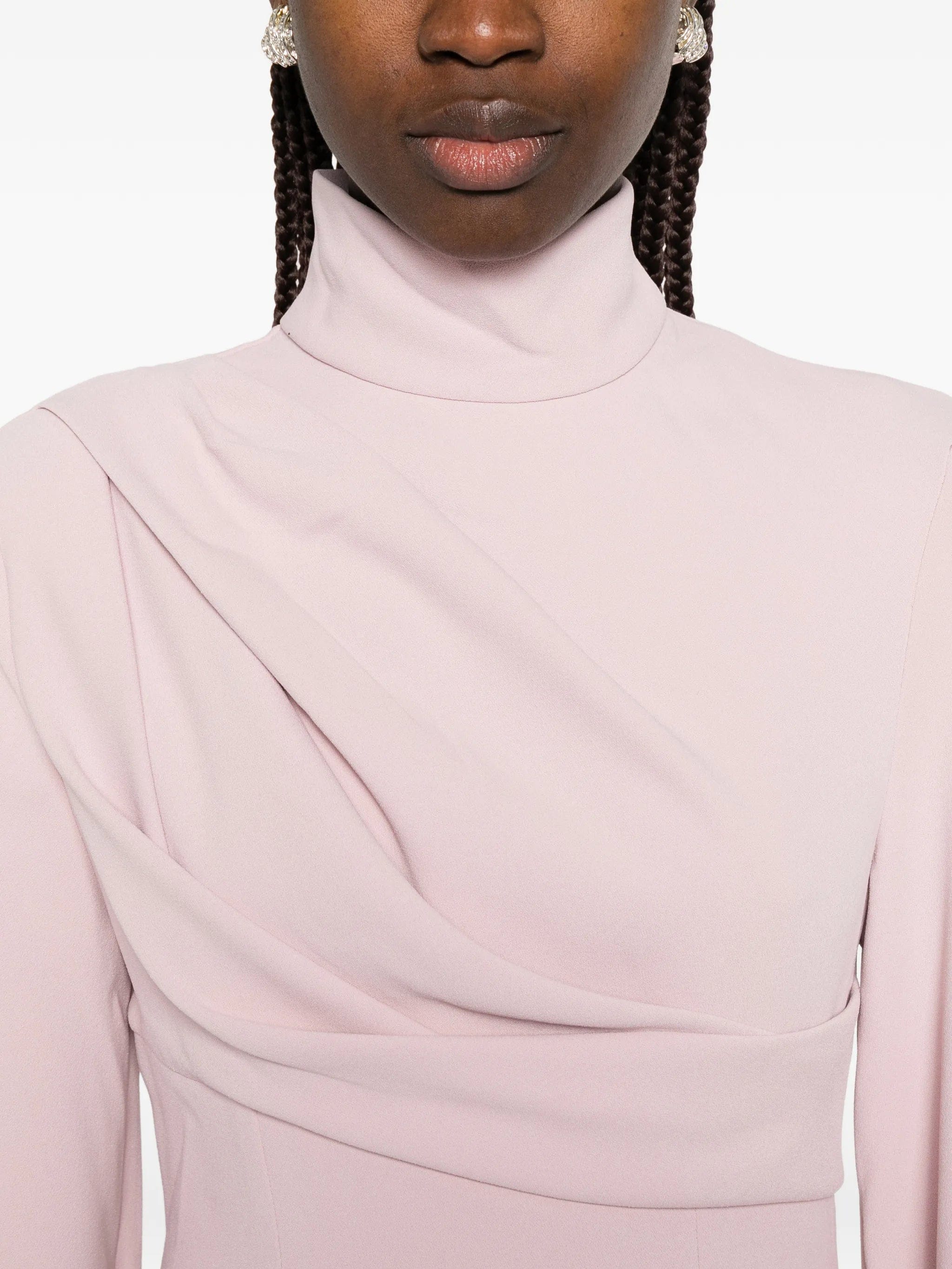 Solace London Swinton draped long - sleeves maxi dress