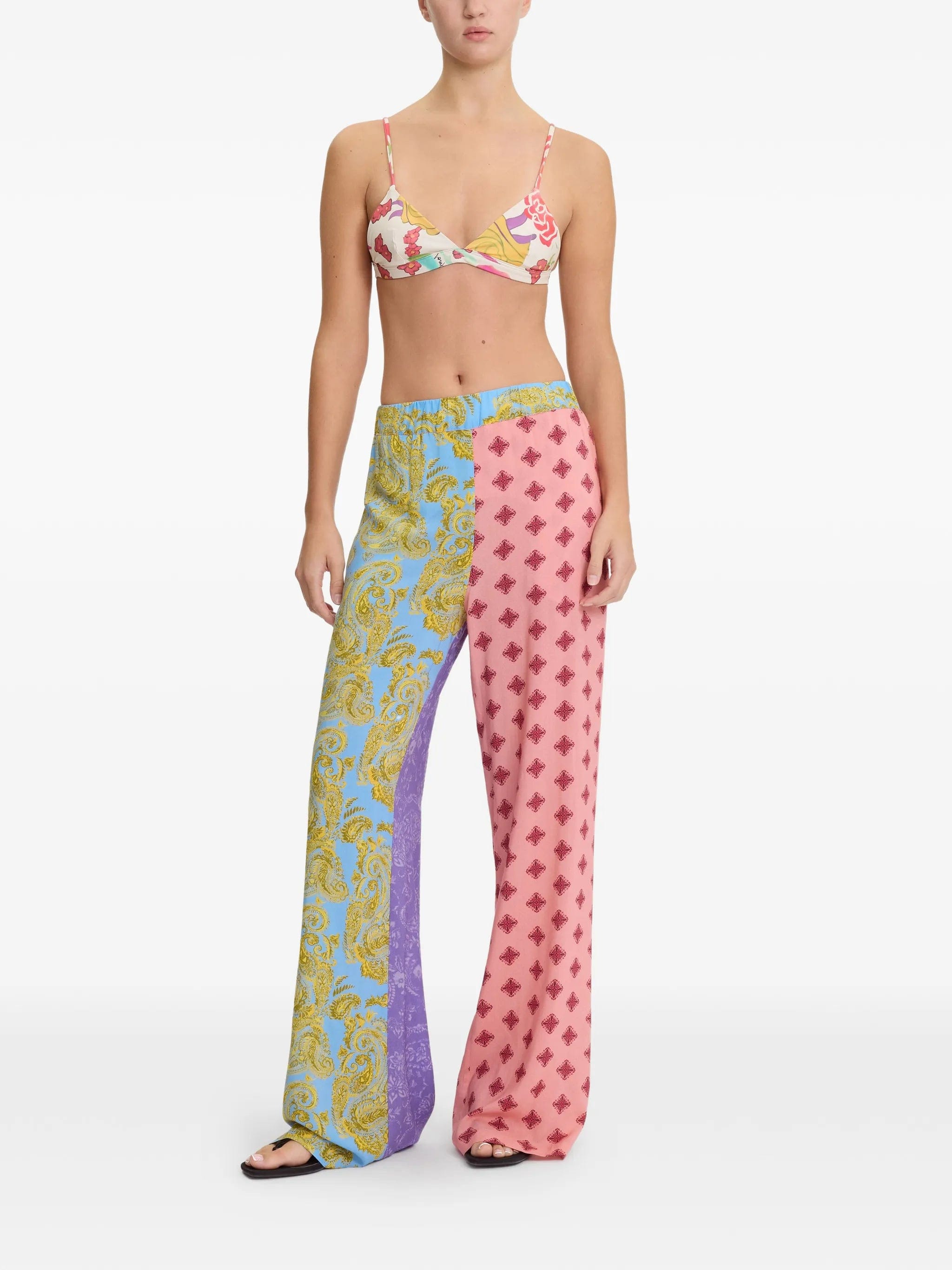 Donde Esteban Paisley patchwork trousers