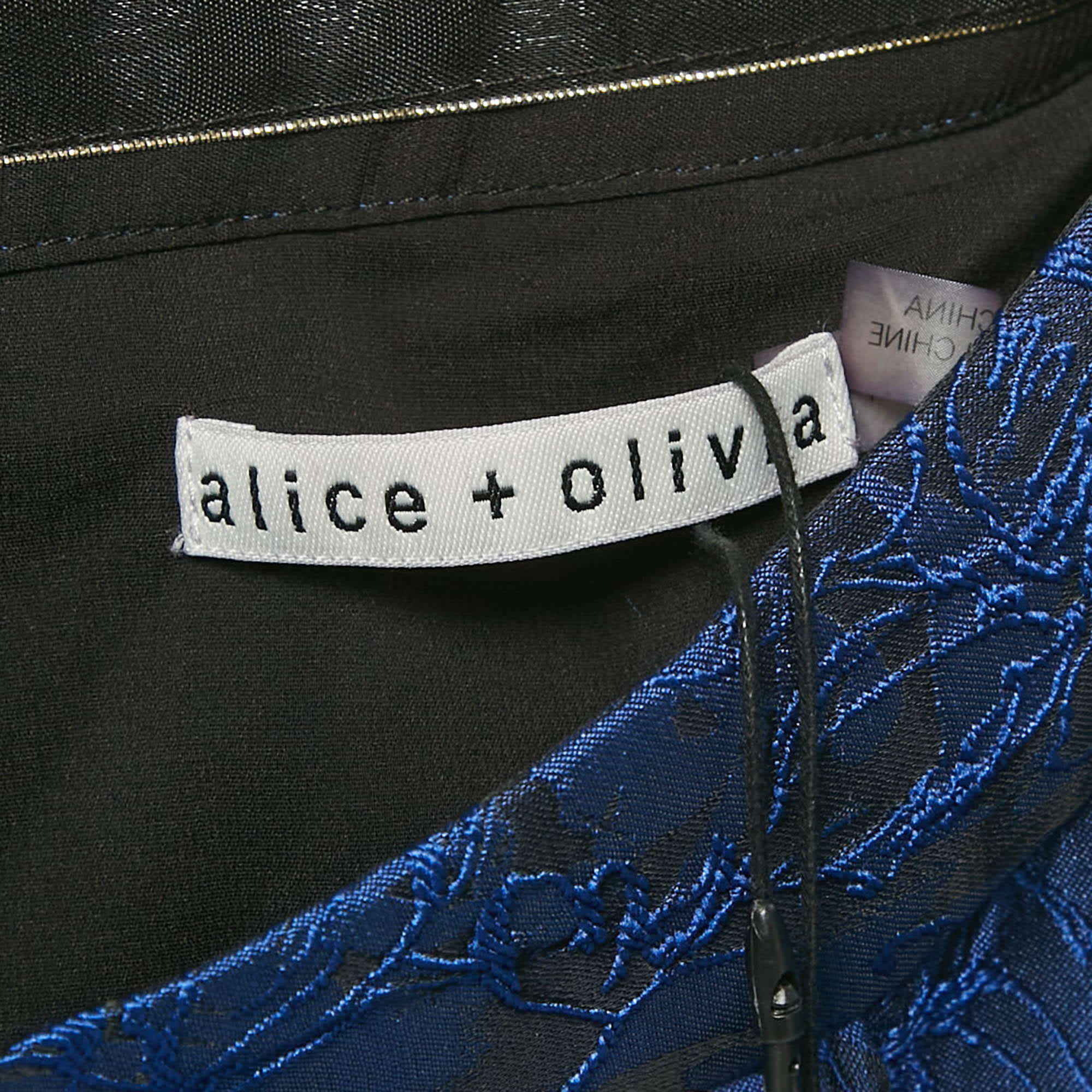 Alice + Olivia Cobalt Blue Floral Jacquard Pleated Mini Skirt