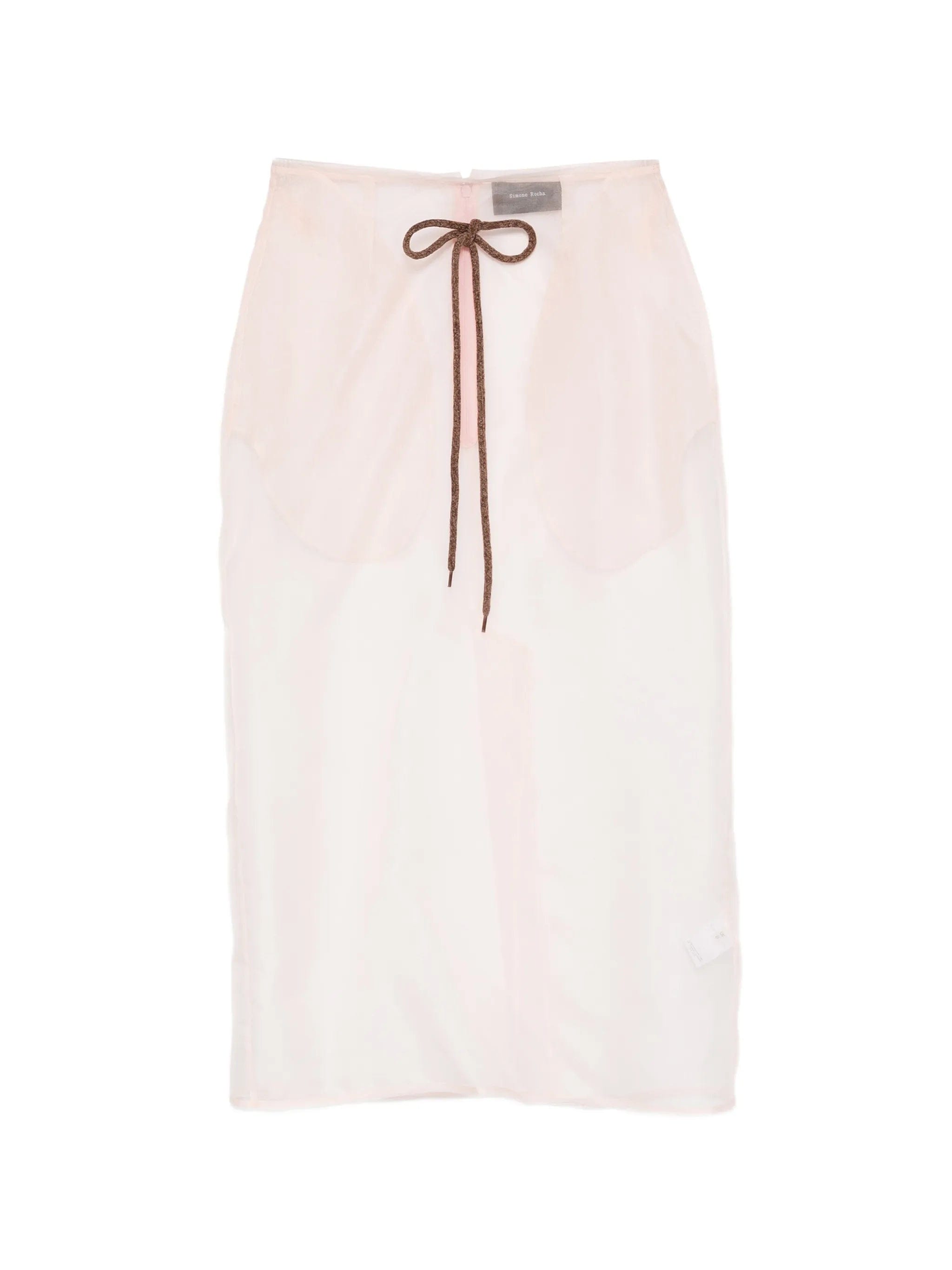 Simone Rocha sheer frayed column midi skirt