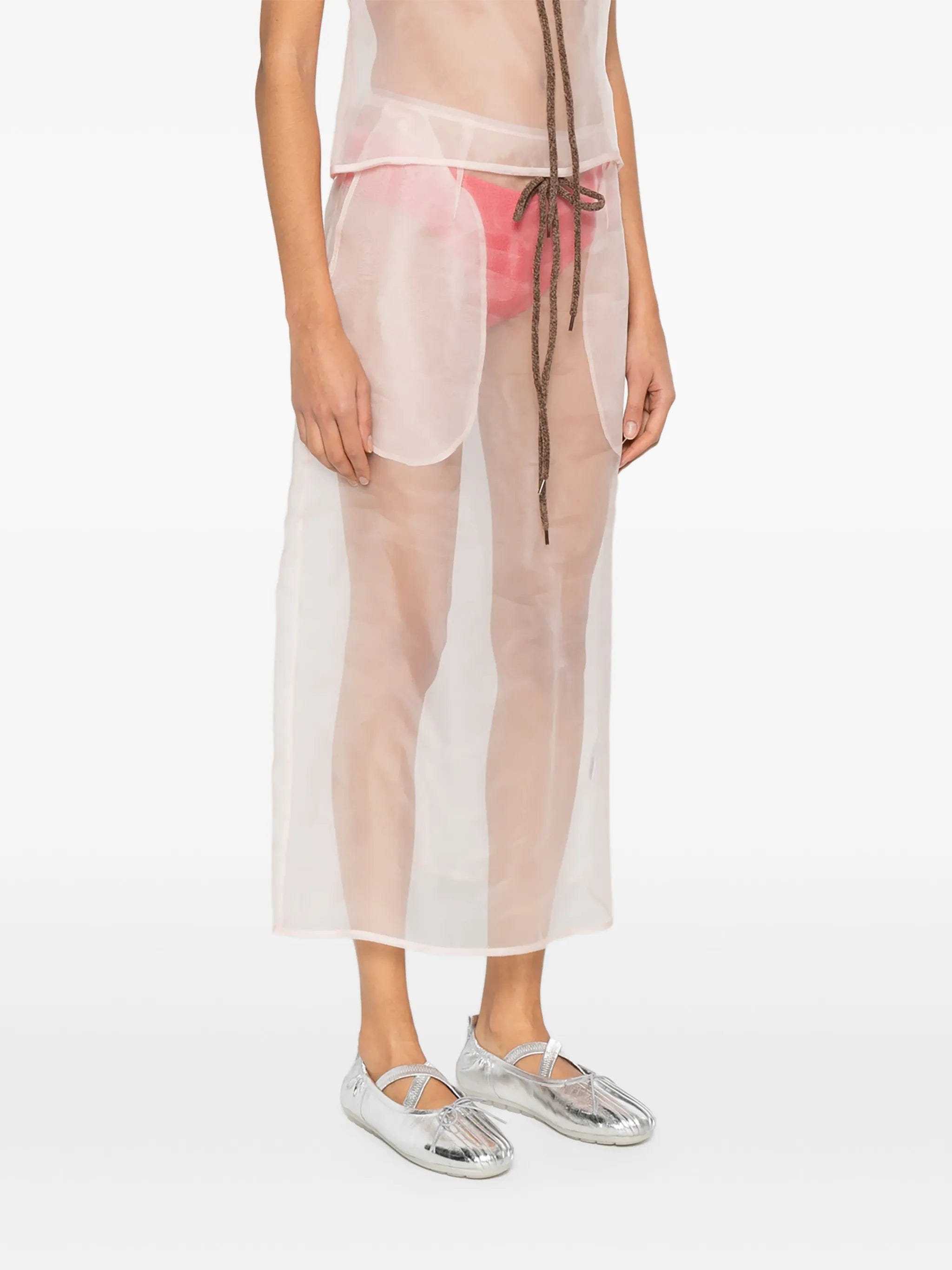 Simone Rocha sheer frayed column midi skirt