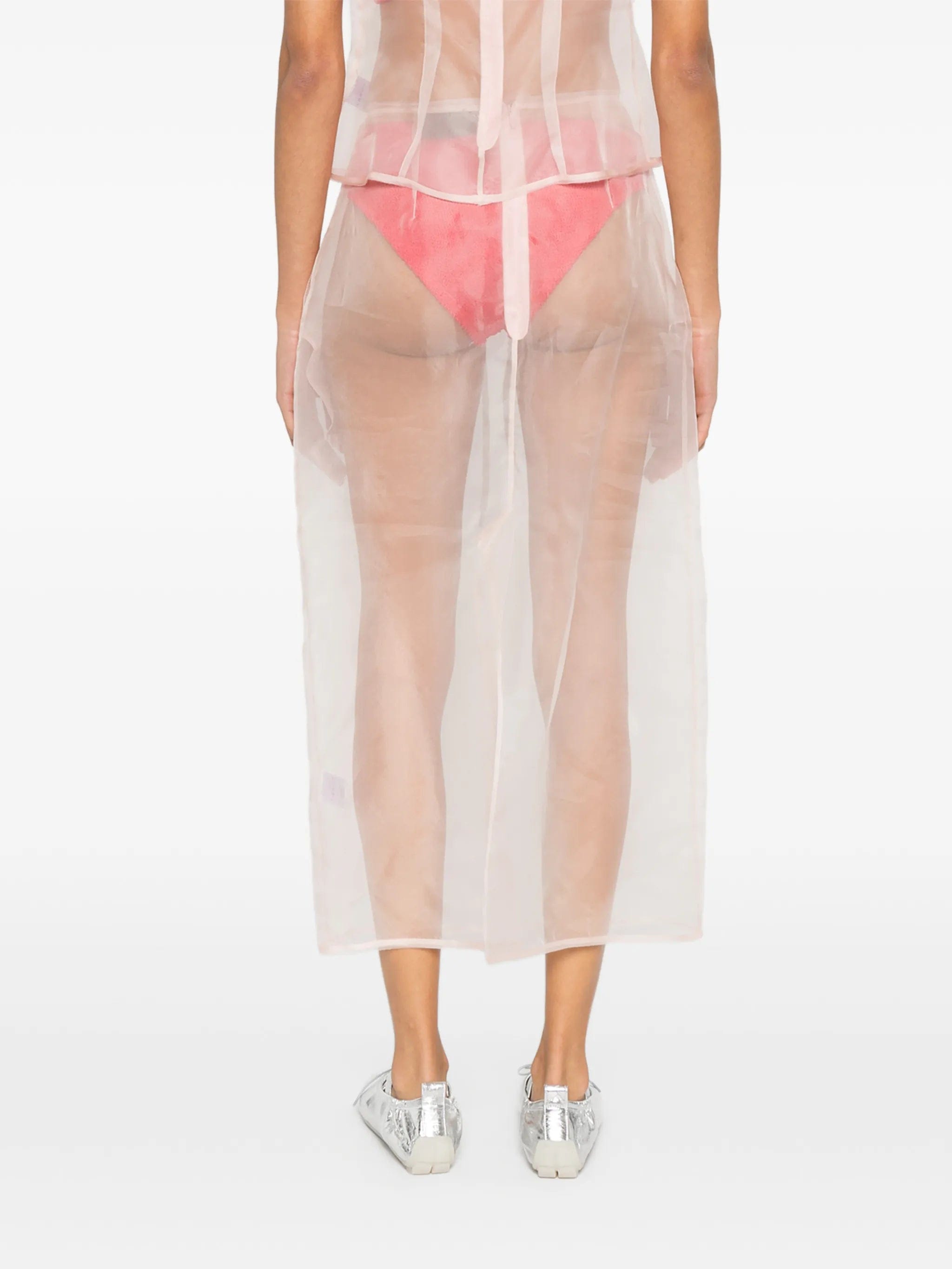 Simone Rocha sheer frayed column midi skirt
