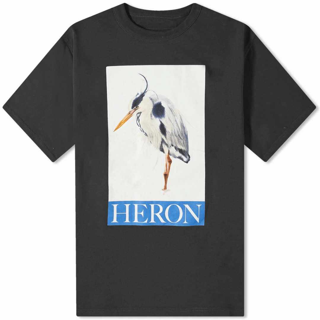HERON Preston Men's Heron Bird Painted T - Shirt Black