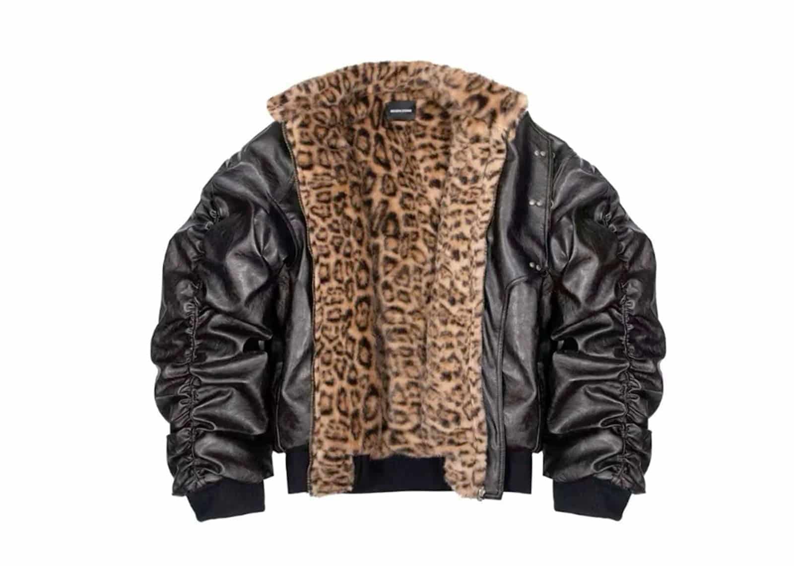 REGEN ZONE Reversible Leopard Print Buckle Cotton Jacket Black