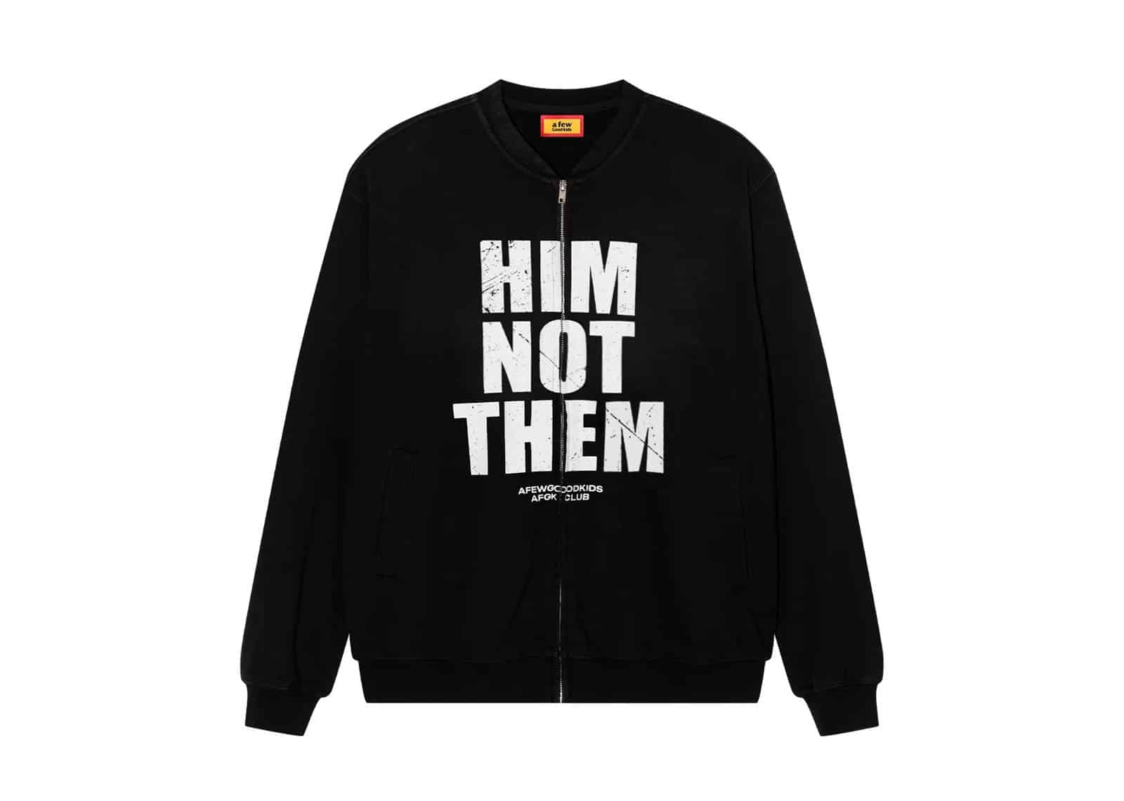 A Few Good Kids HIM NOT THEM Knitted Baseball Jacket Black