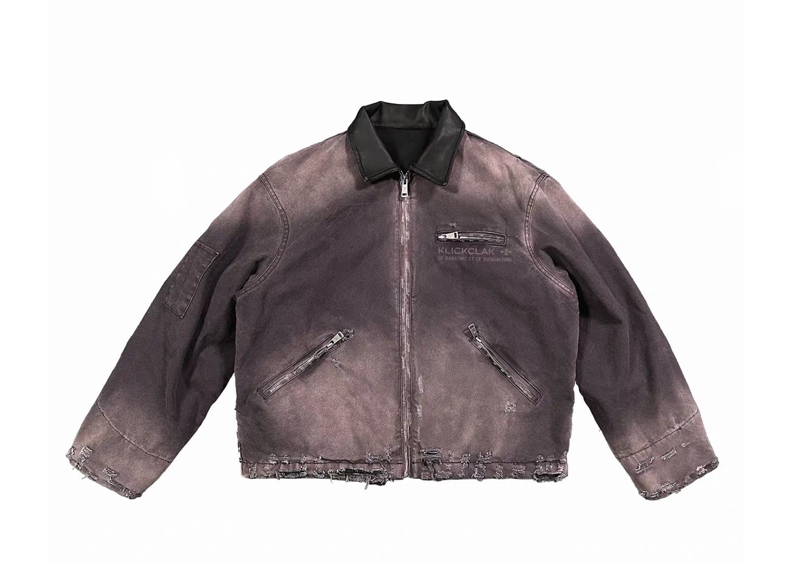 KLICK CLAK Washed Sheepskin Lapel Detroit Jacket Purple