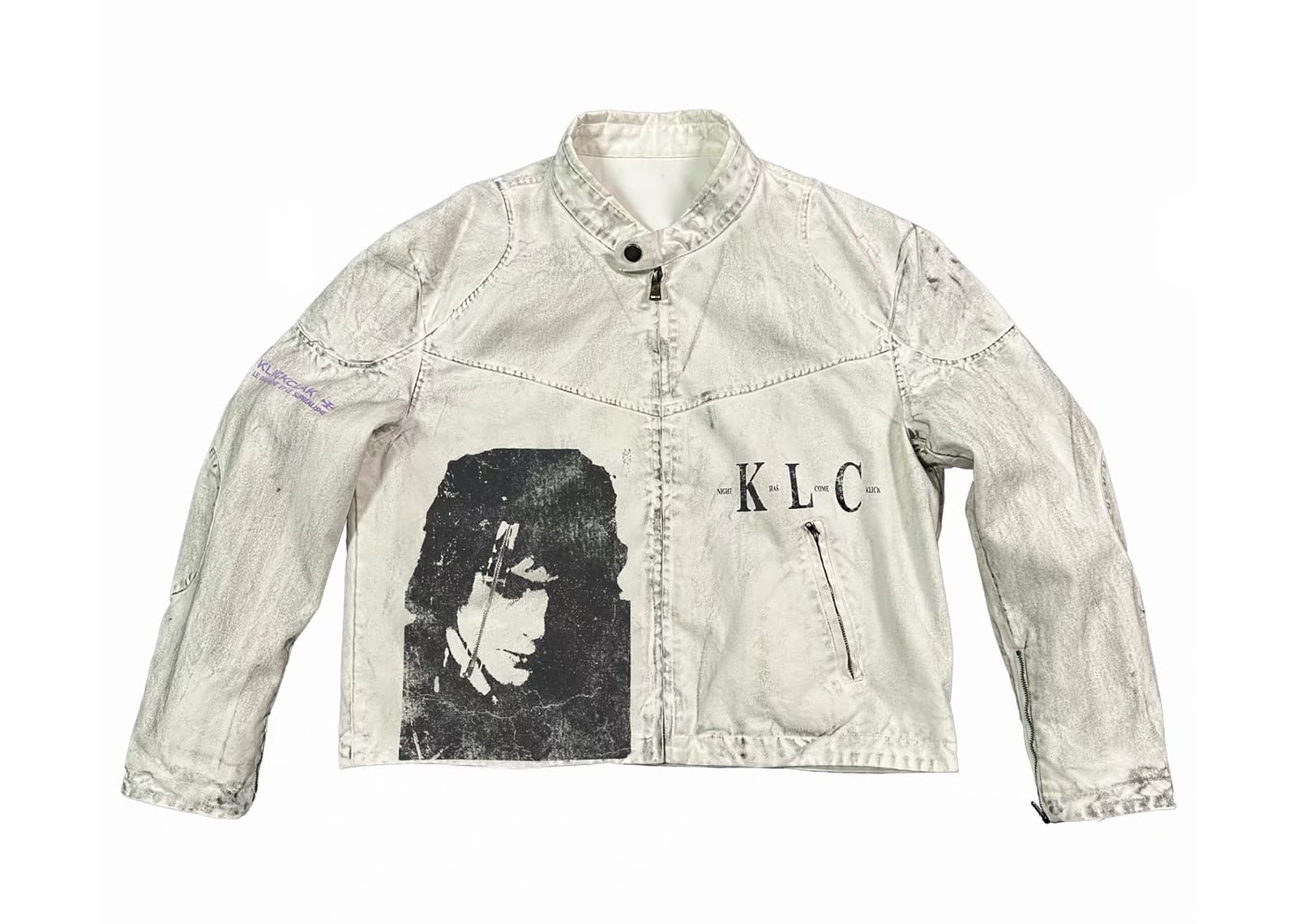 KLICK CLAK Spray Dirty Old Portrait Retro Jacket White